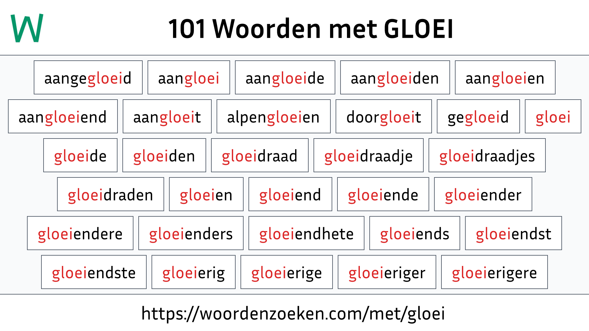 Woorden met GLOEI