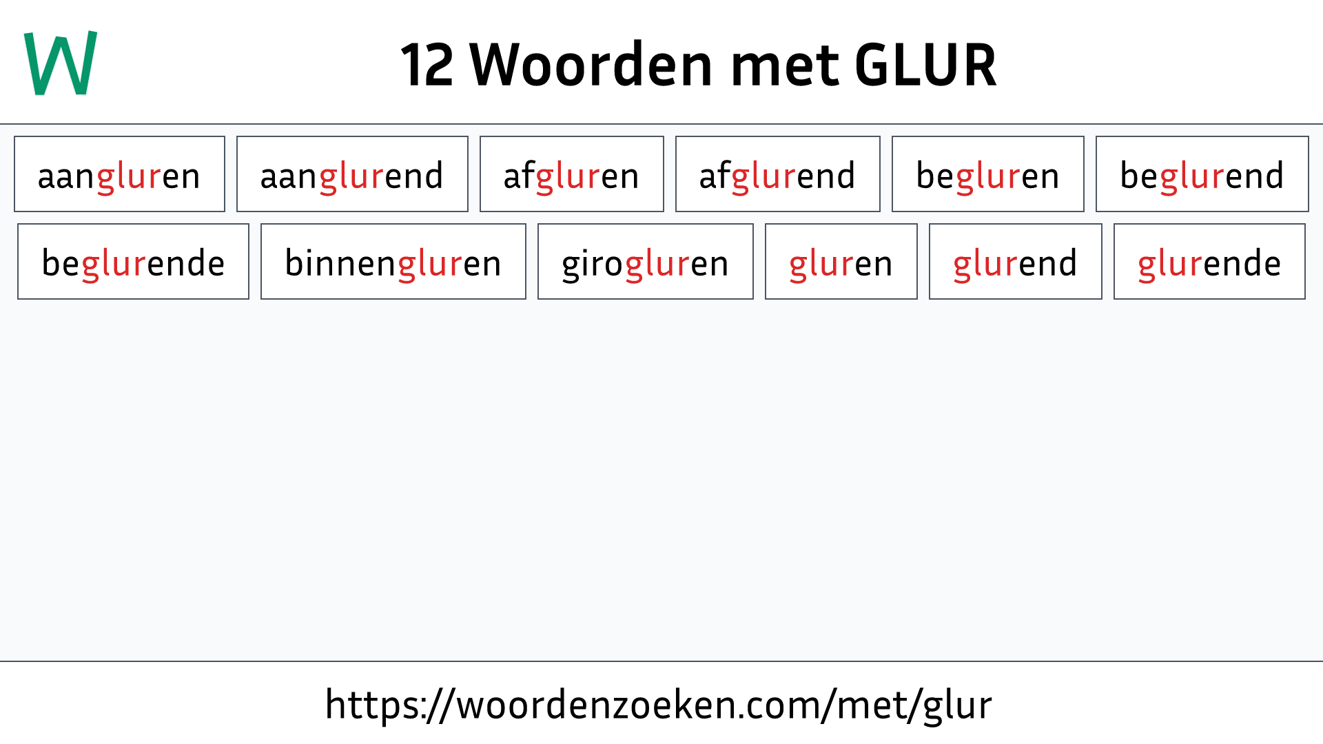 Woorden met GLUR