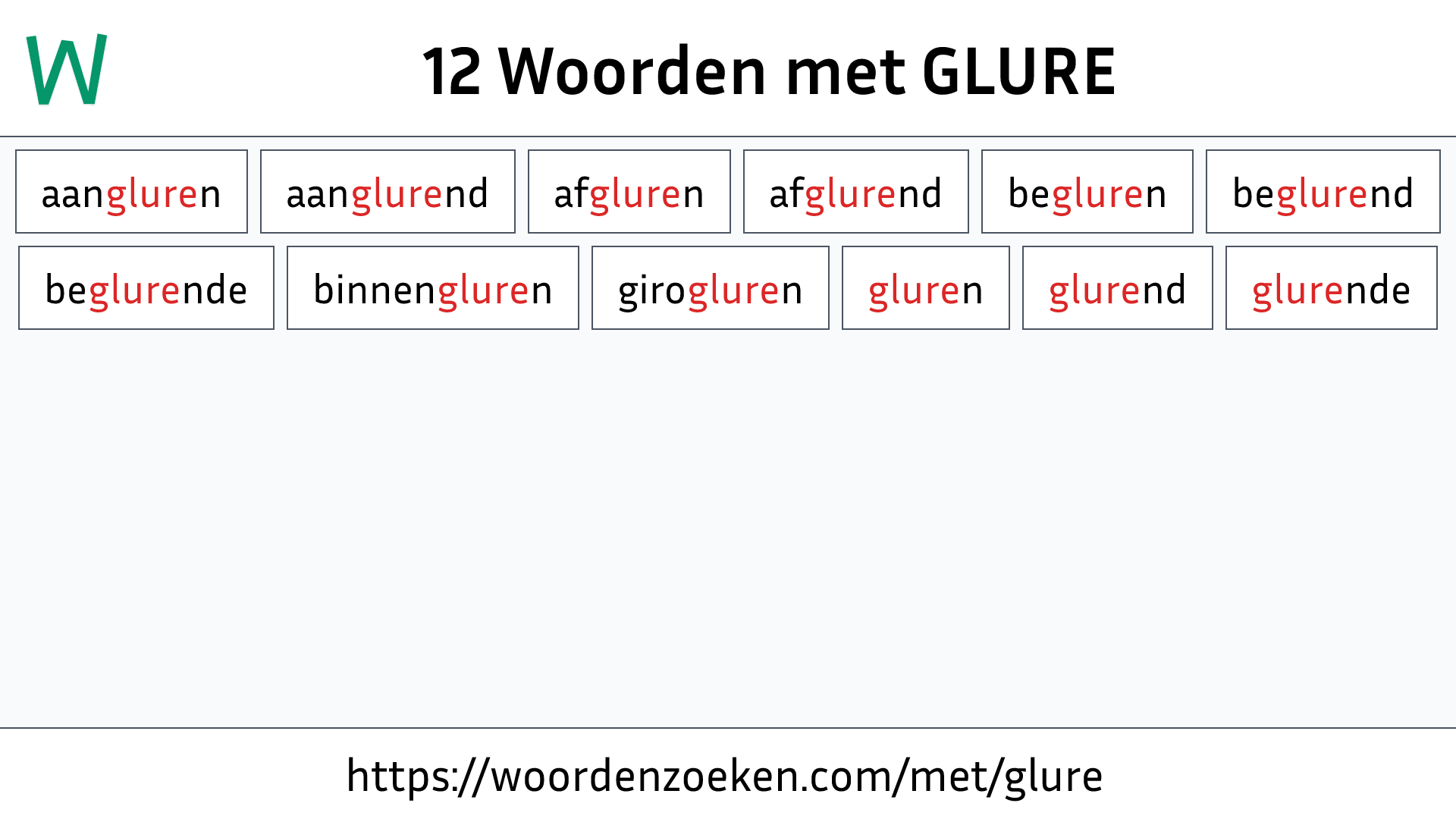Woorden met GLURE