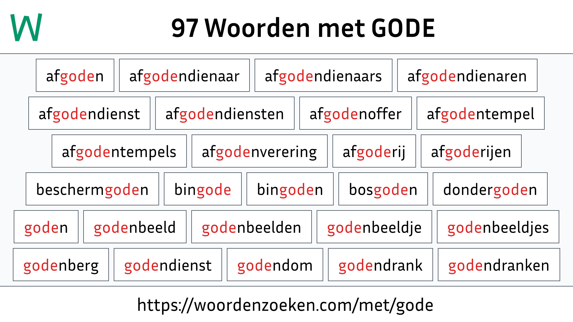 Woorden met GODE