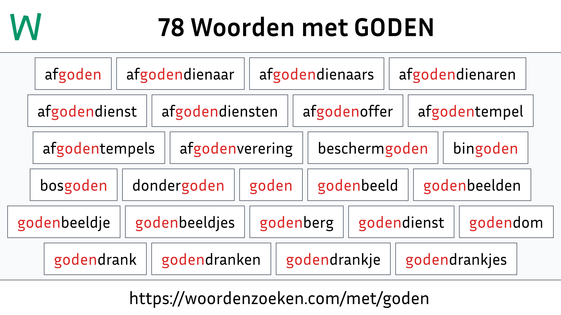 Woorden met GODEN