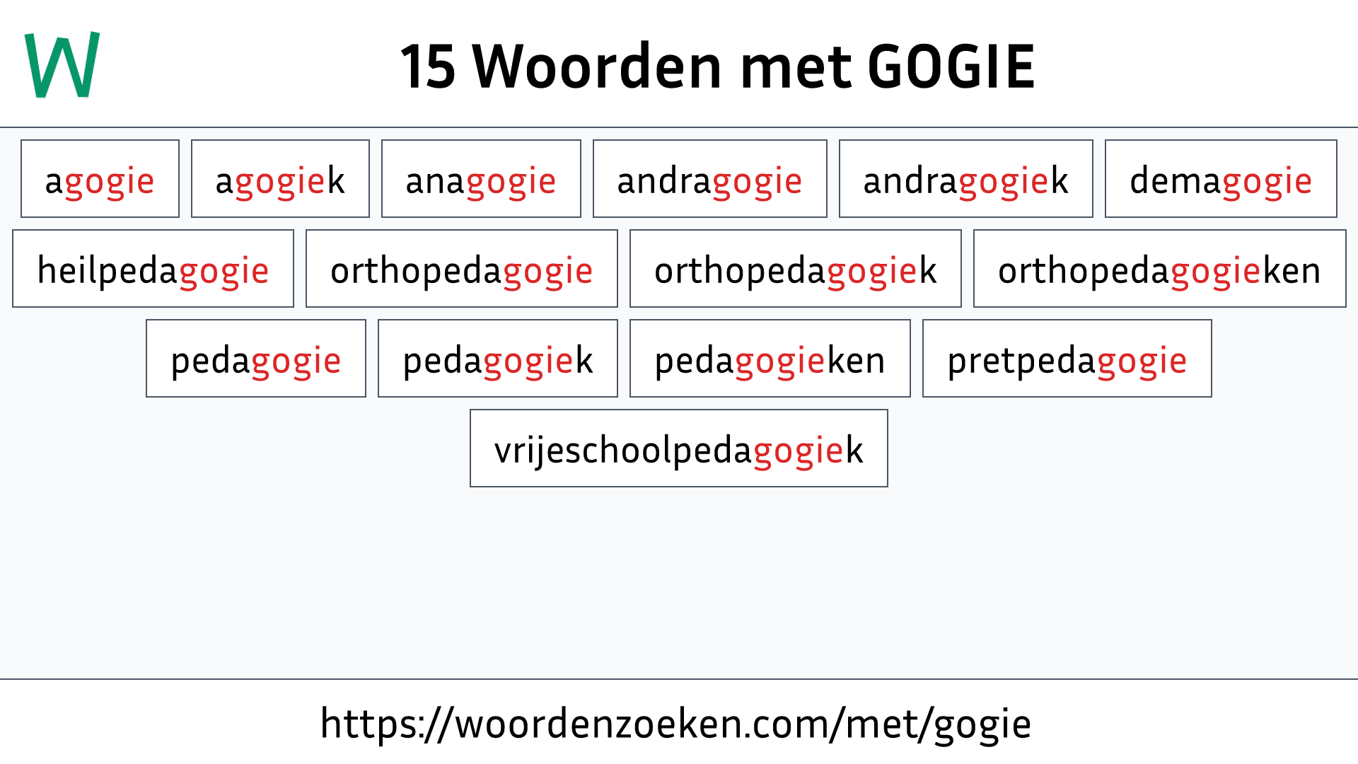 Woorden met GOGIE