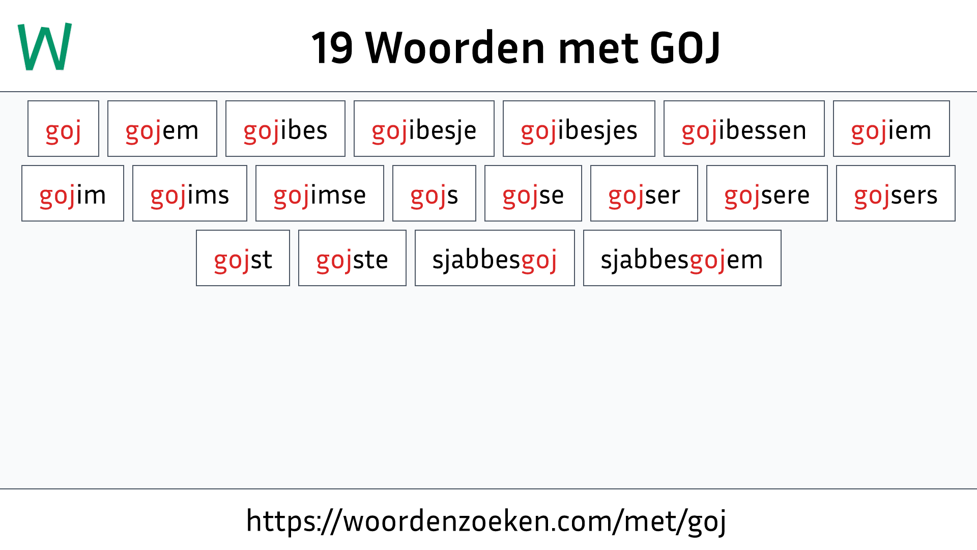 Woorden met GOJ