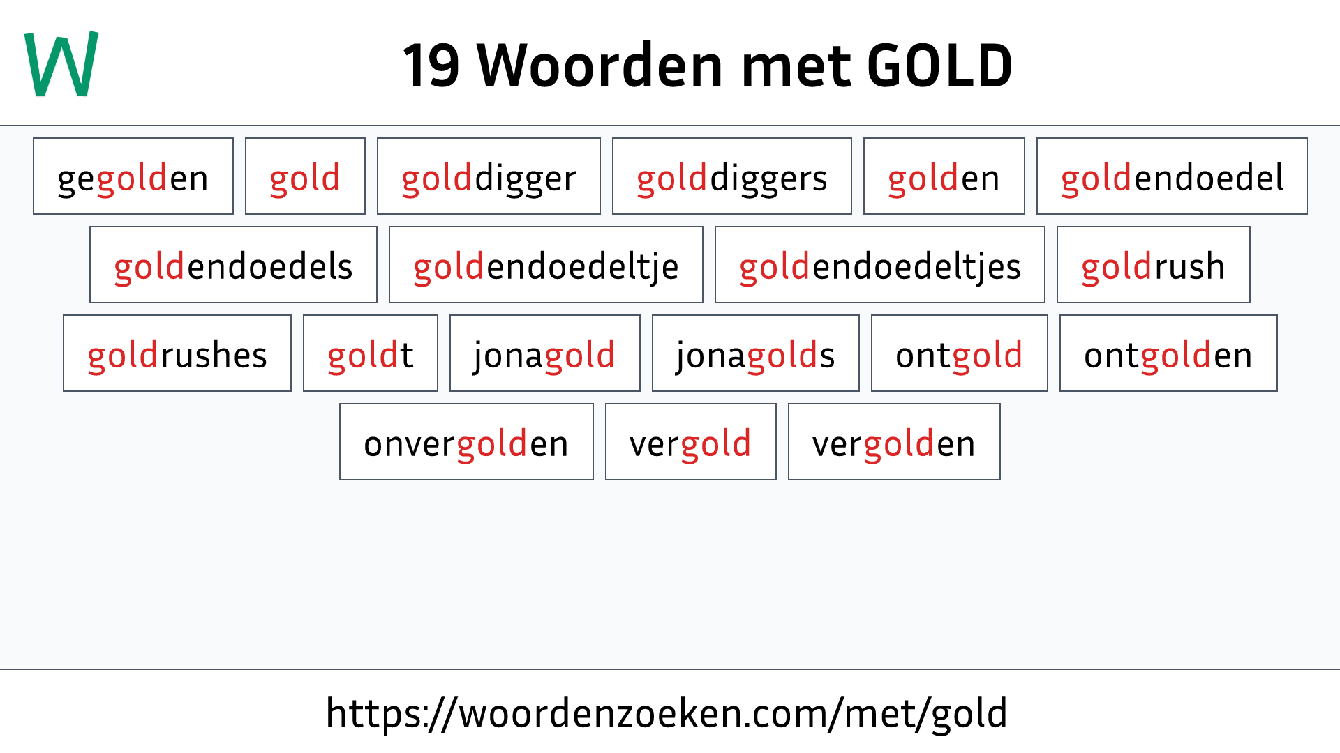 Woorden met GOLD