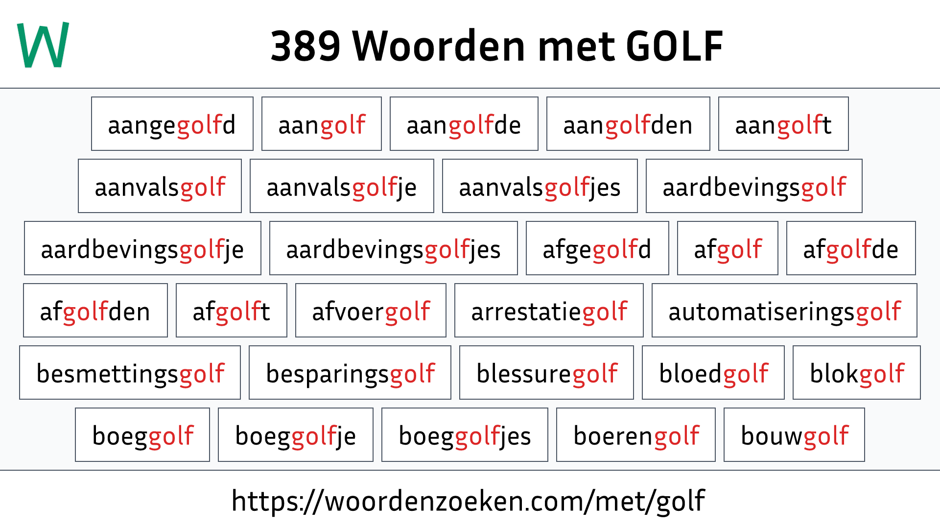 Woorden met GOLF