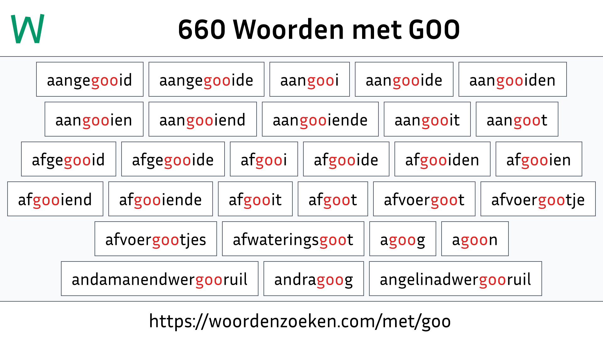 Woorden met GOO