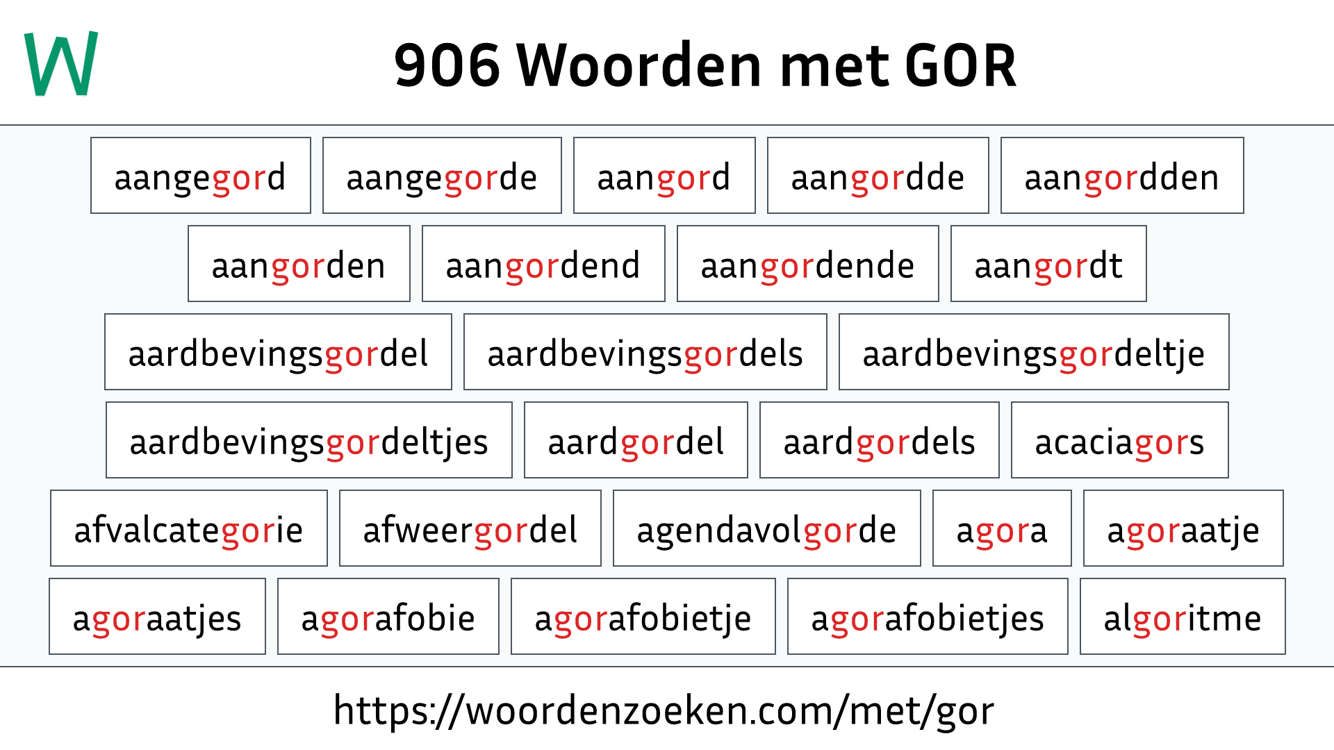 Woorden met GOR