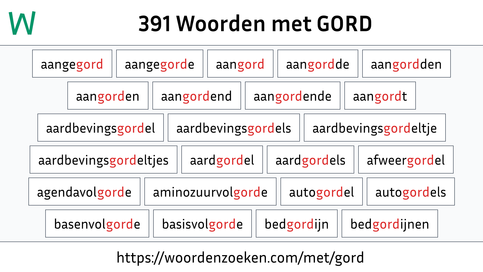 Woorden met GORD