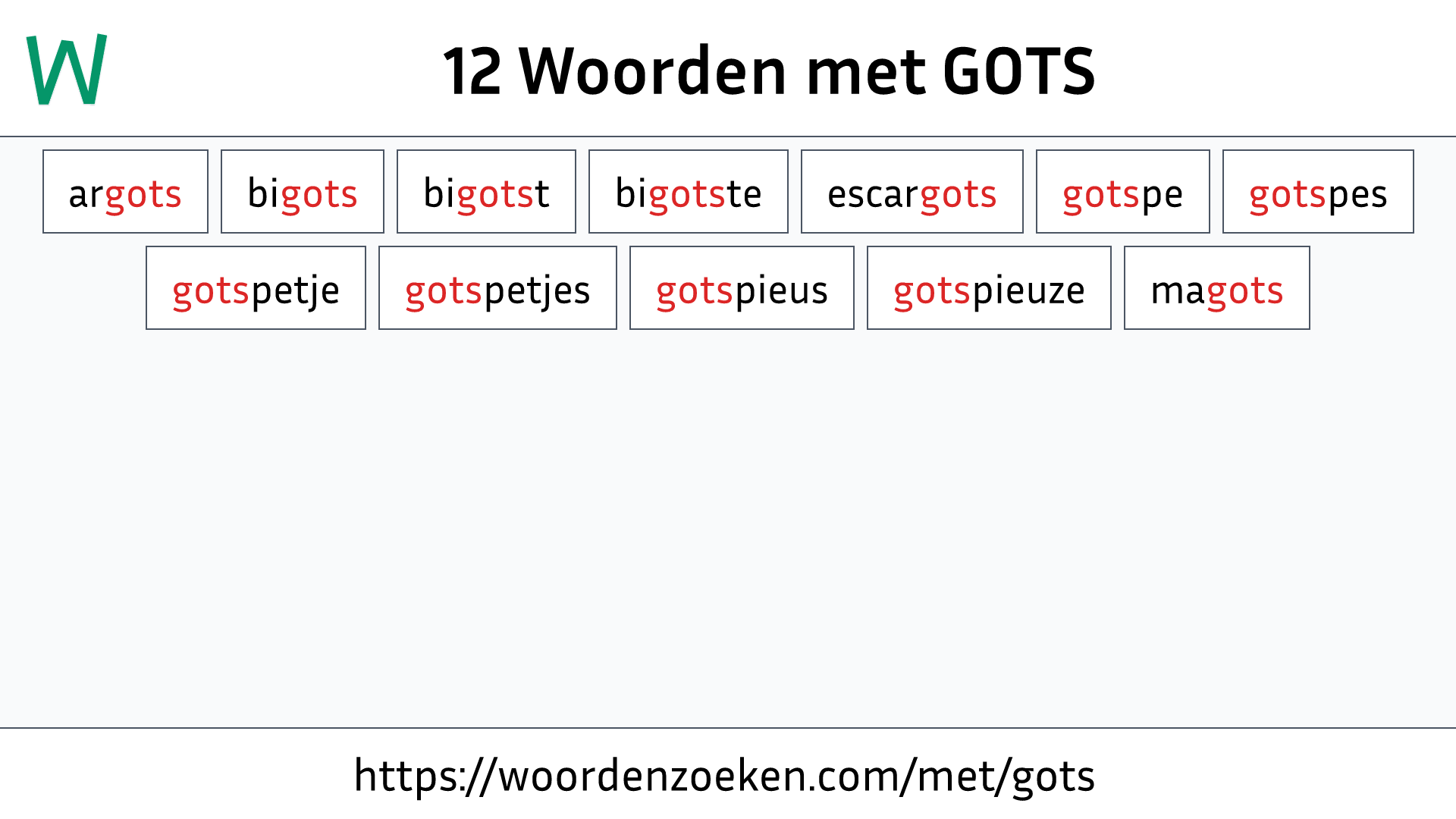 Woorden met GOTS