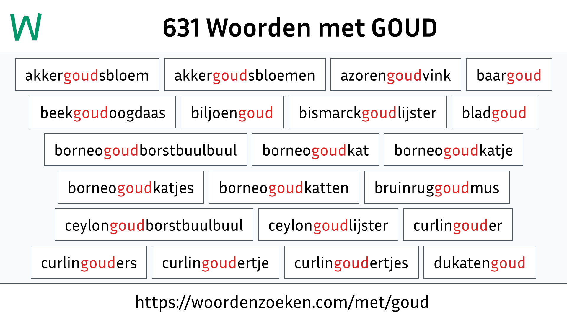 Woorden met GOUD