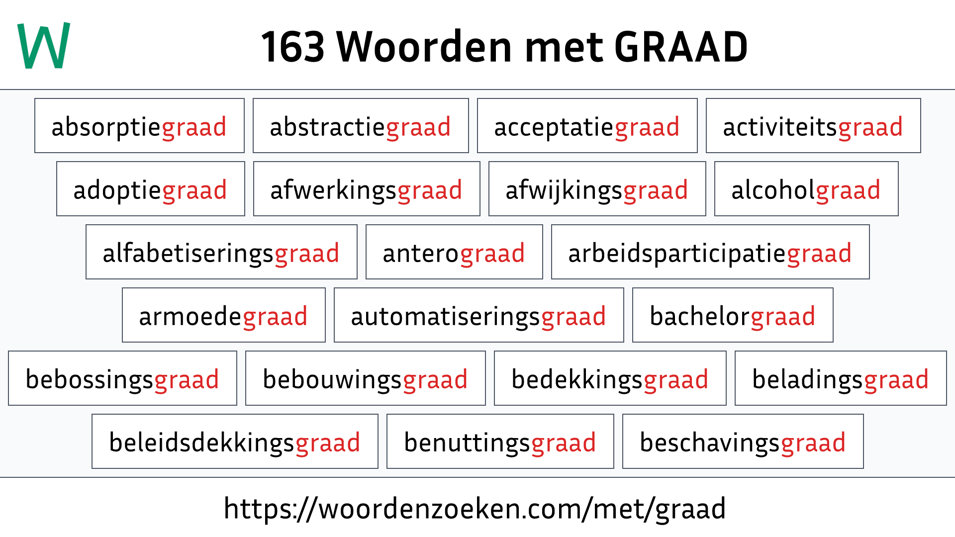 Woorden met GRAAD