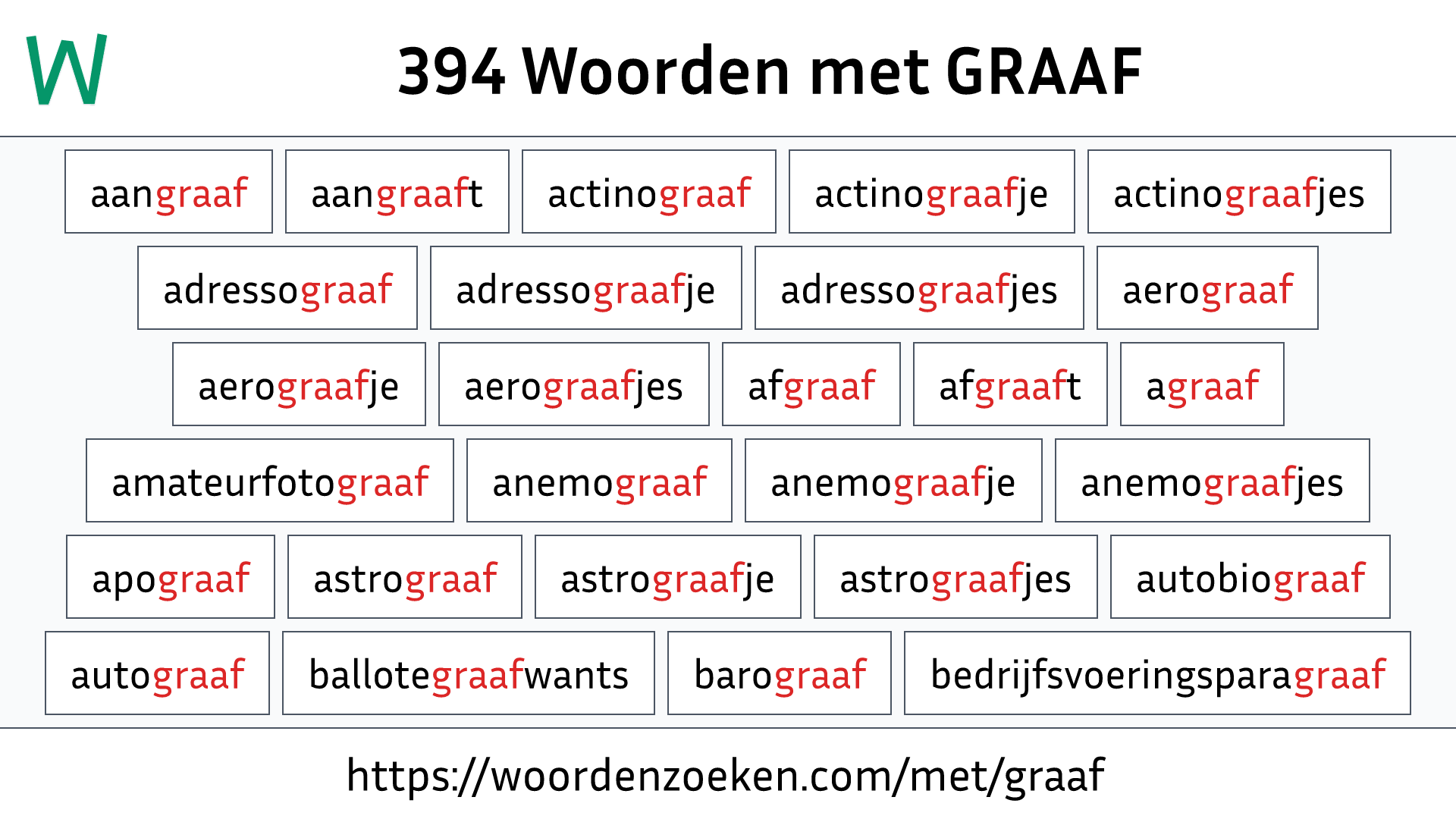 Woorden met GRAAF