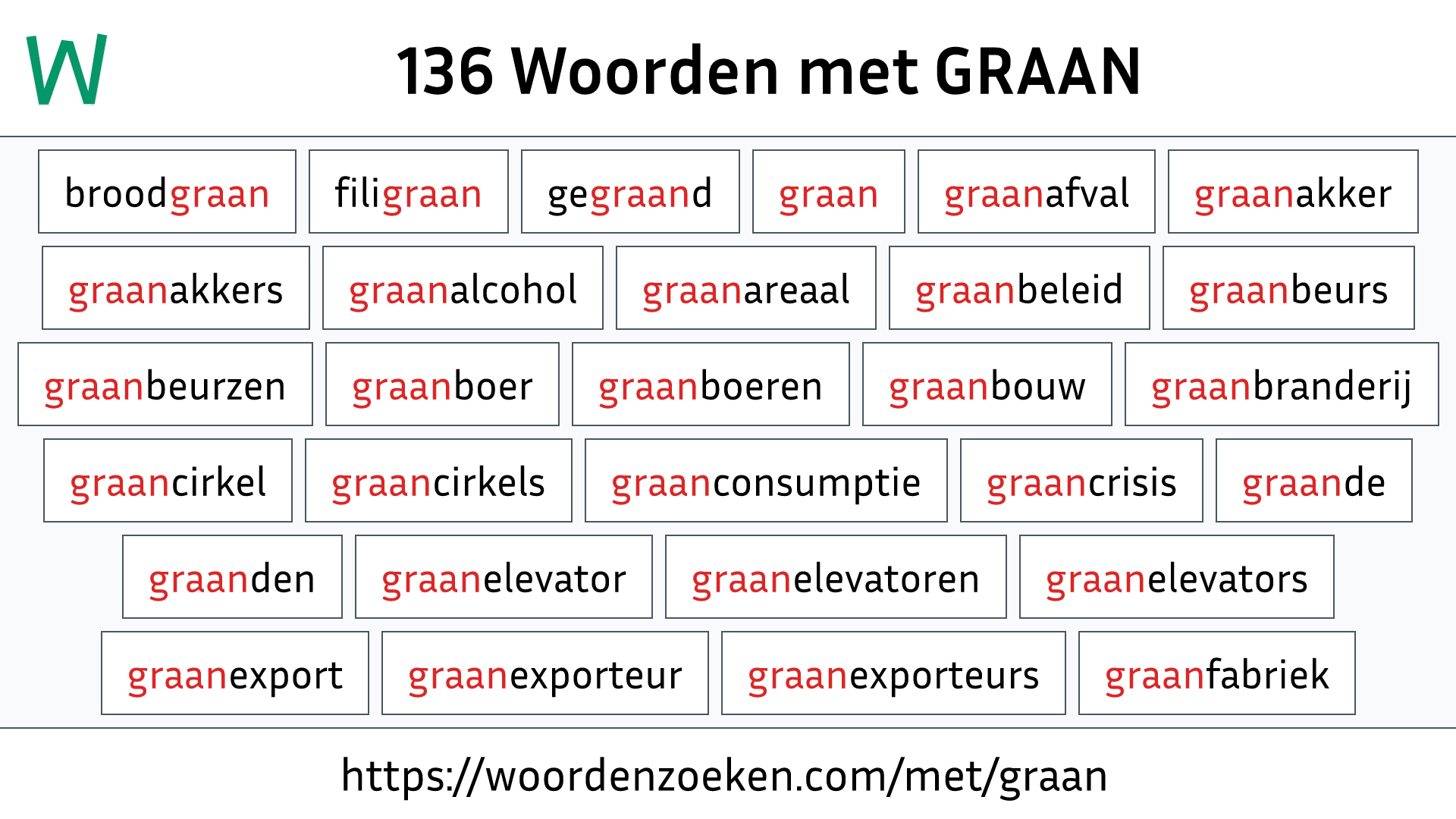 Woorden met GRAAN