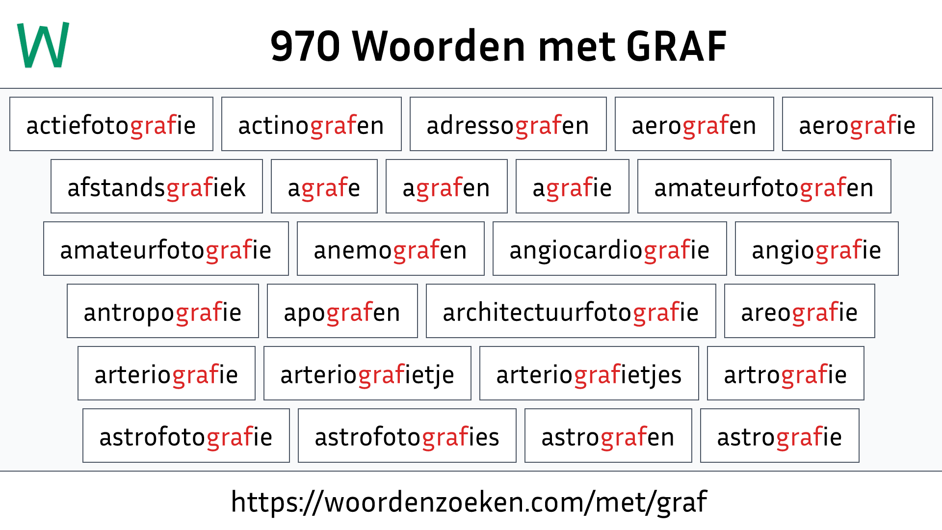 Woorden met GRAF