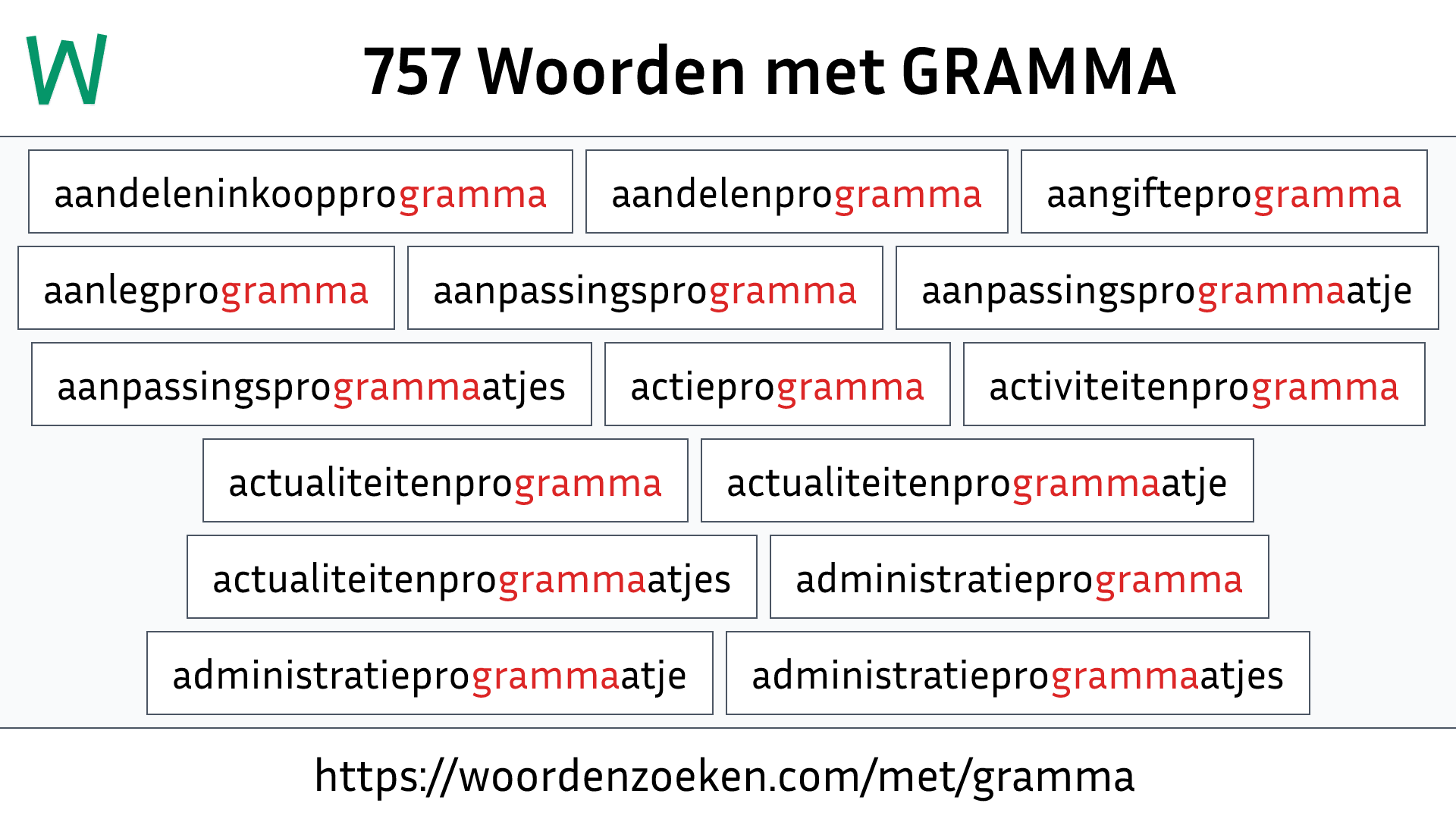Woorden met GRAMMA