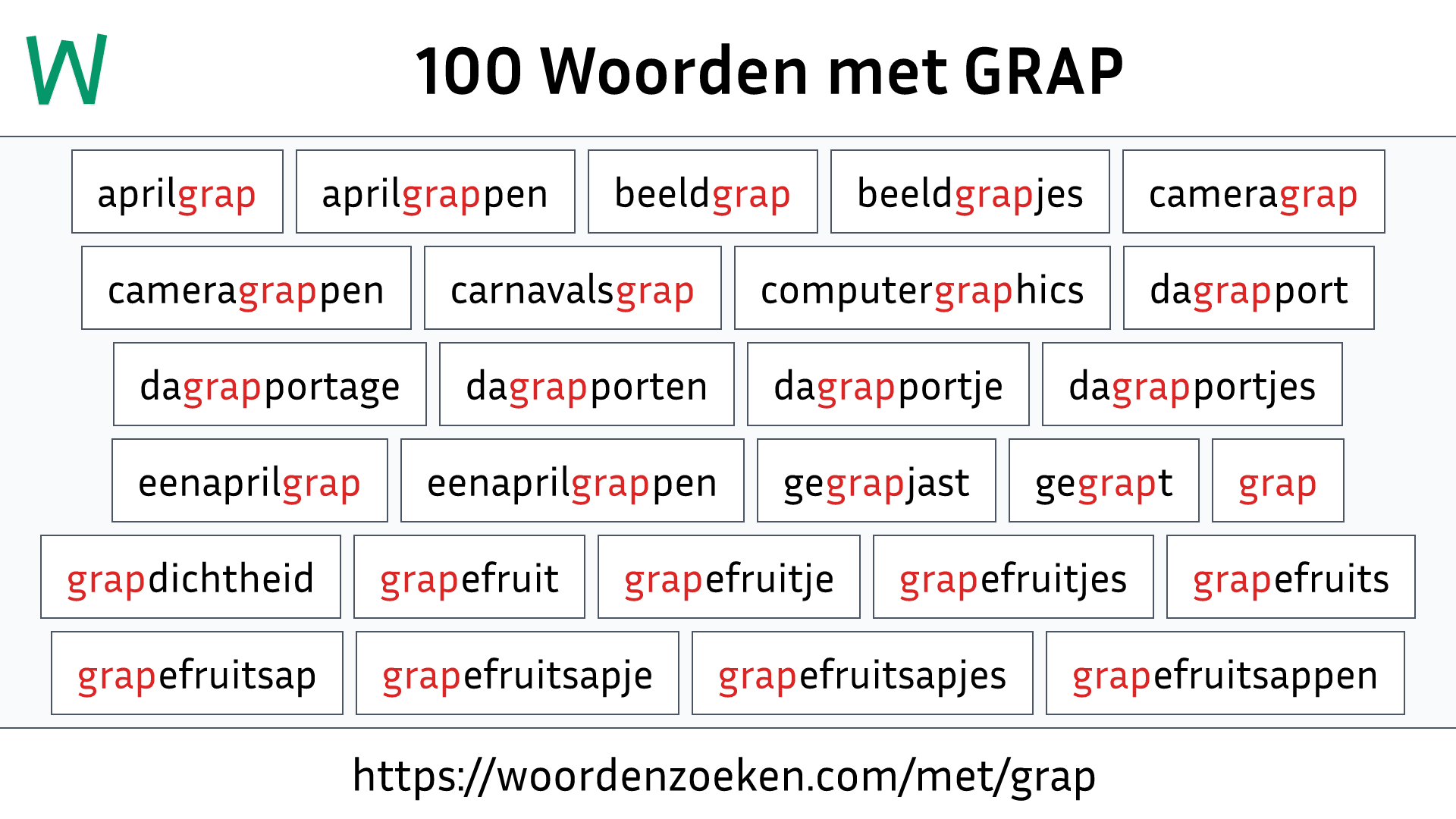 Woorden met GRAP