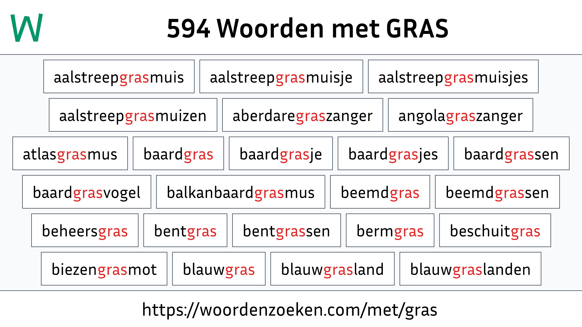 Woorden met GRAS