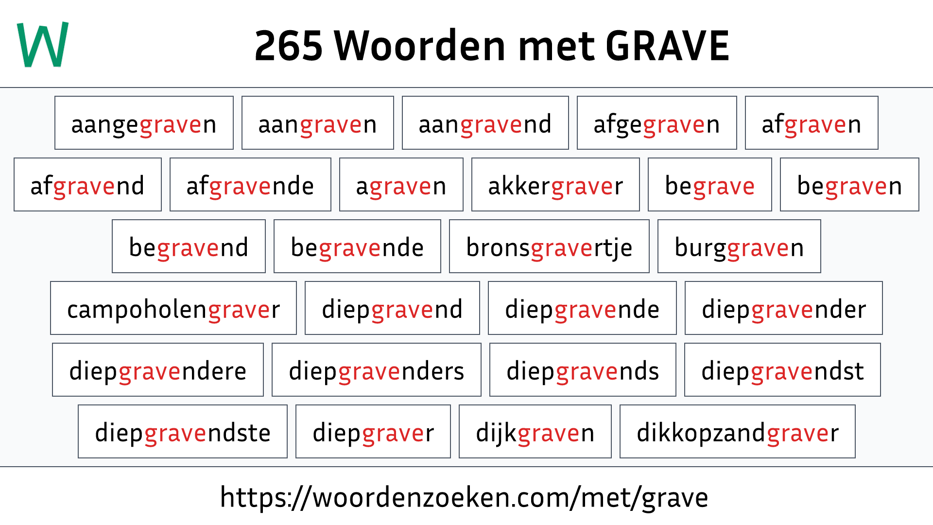 Woorden met GRAVE