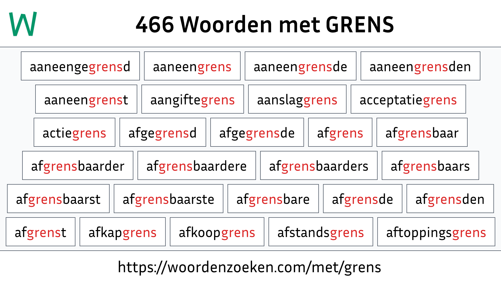 Woorden met GRENS