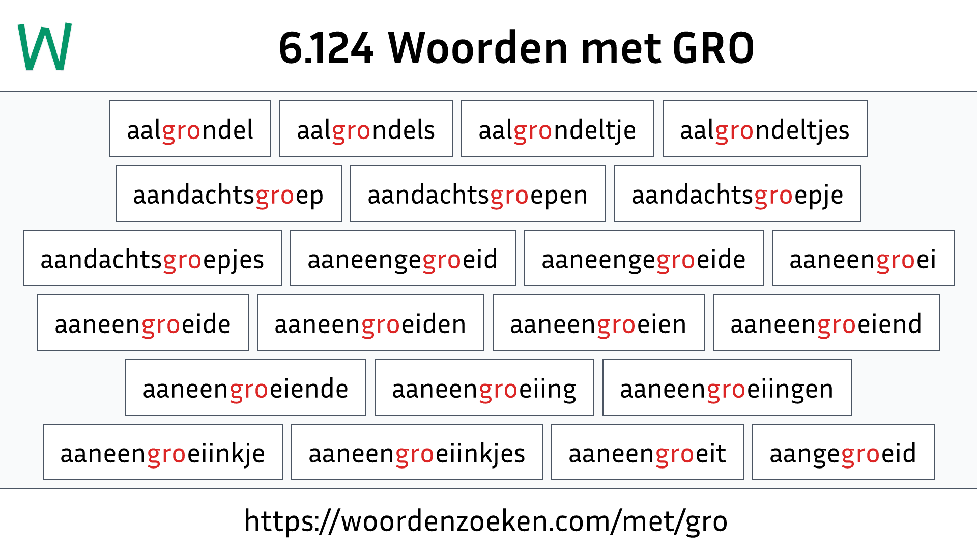 Woorden met GRO