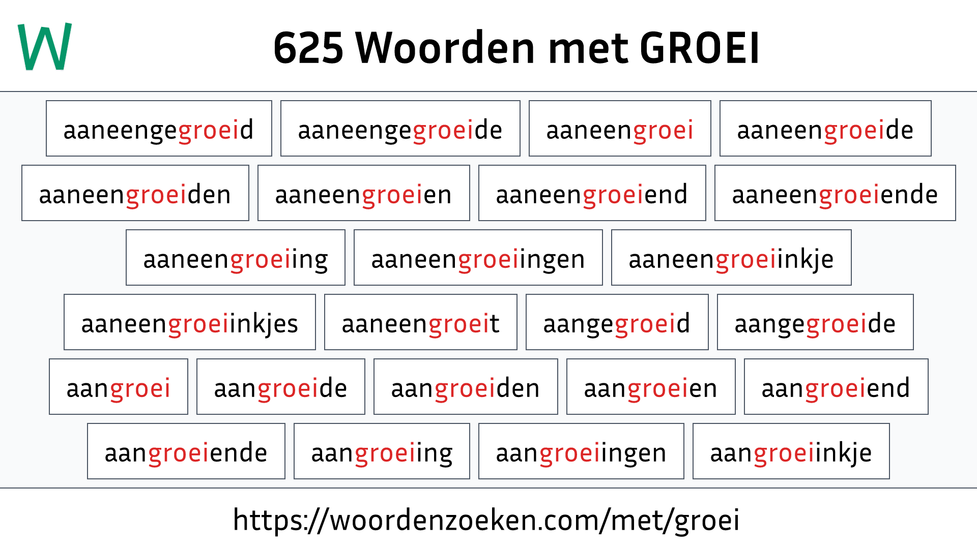 Woorden met GROEI