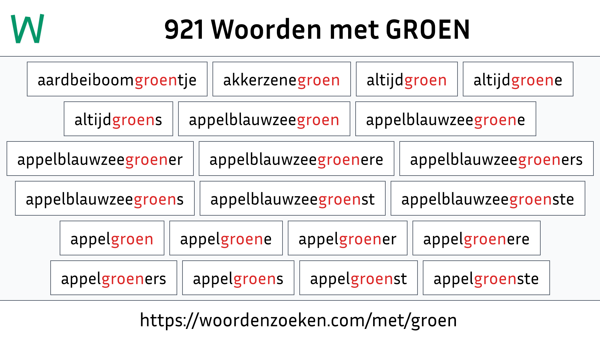 Woorden met GROEN