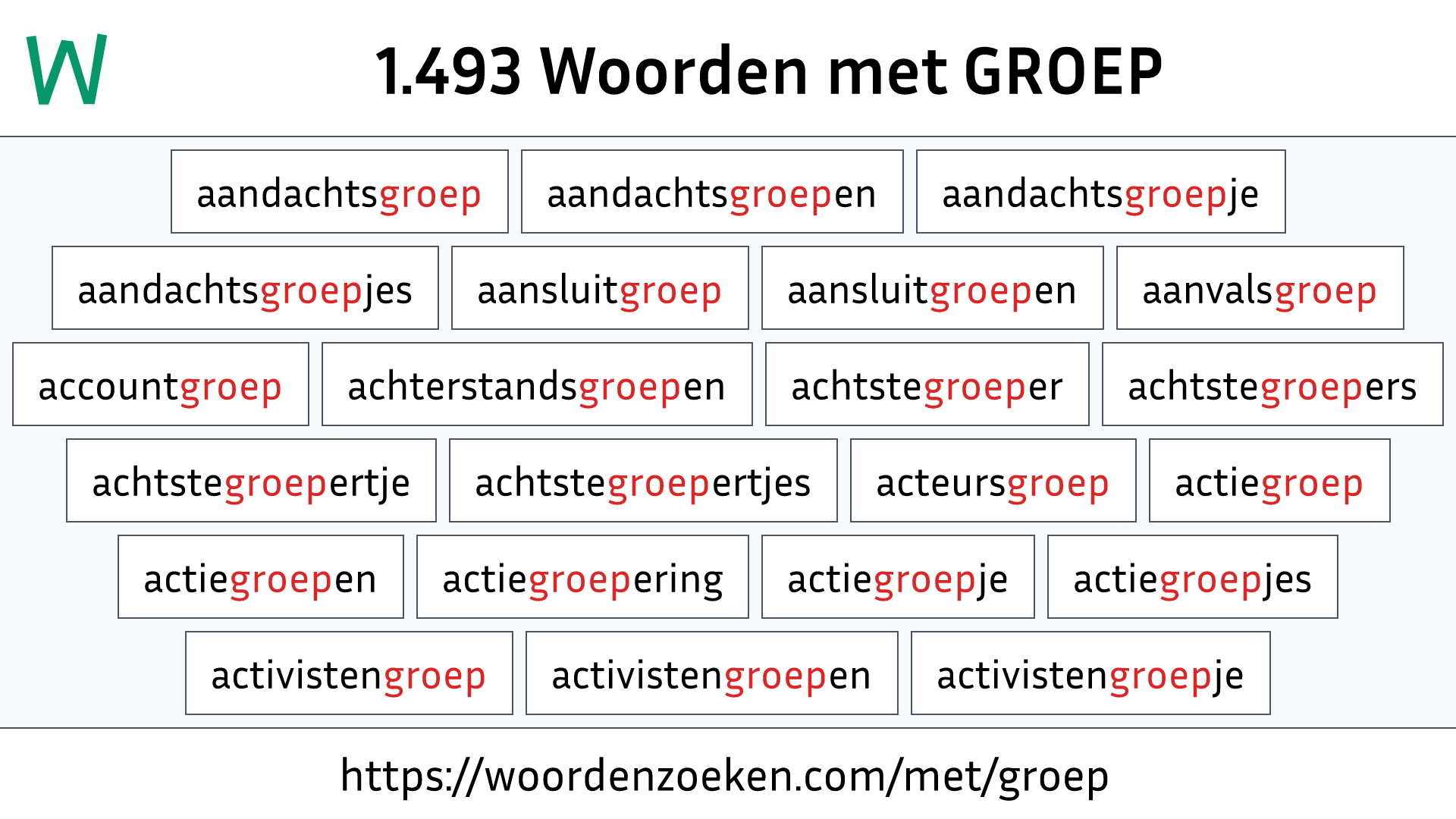 Woorden met GROEP