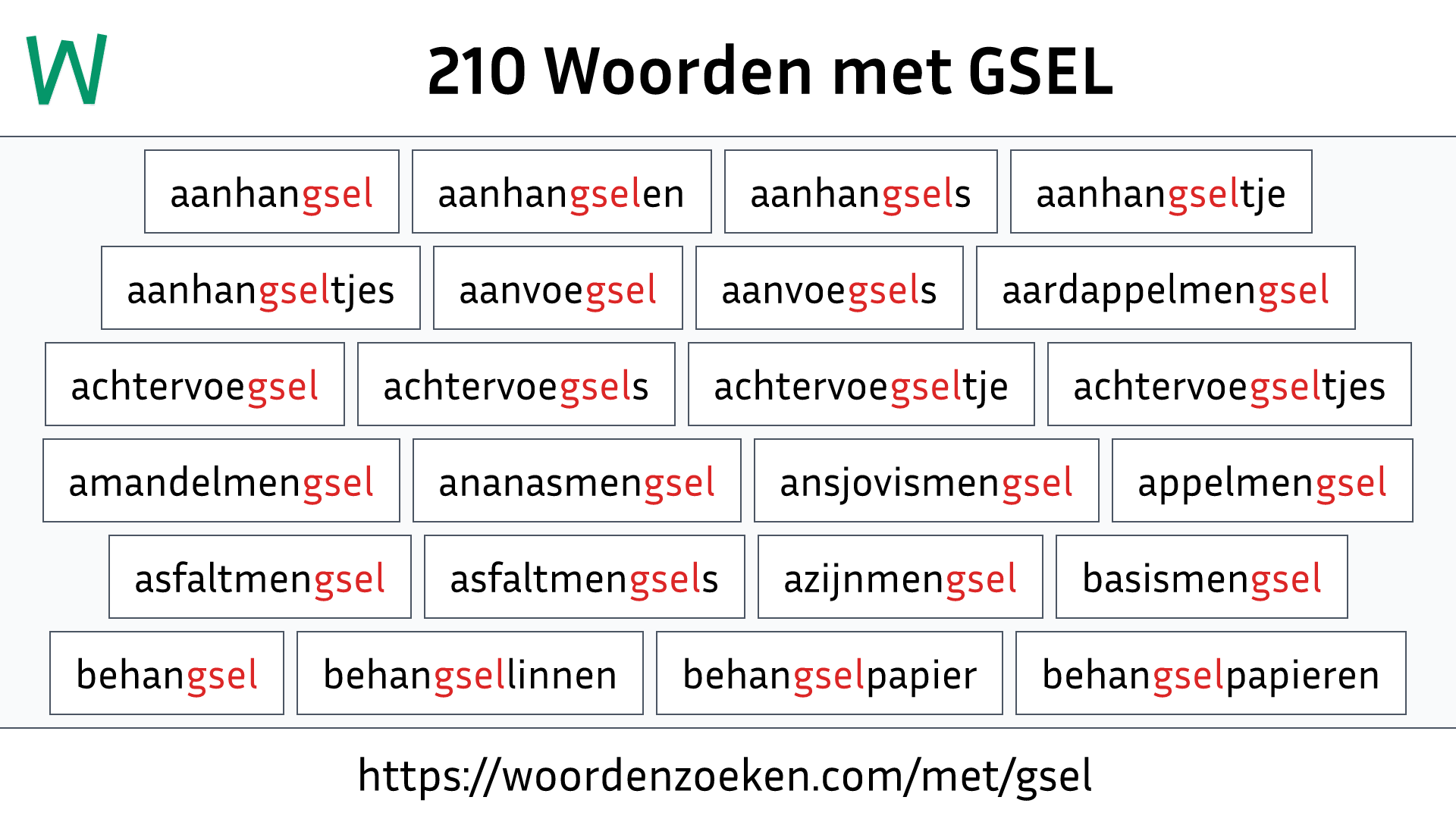 Woorden met GSEL