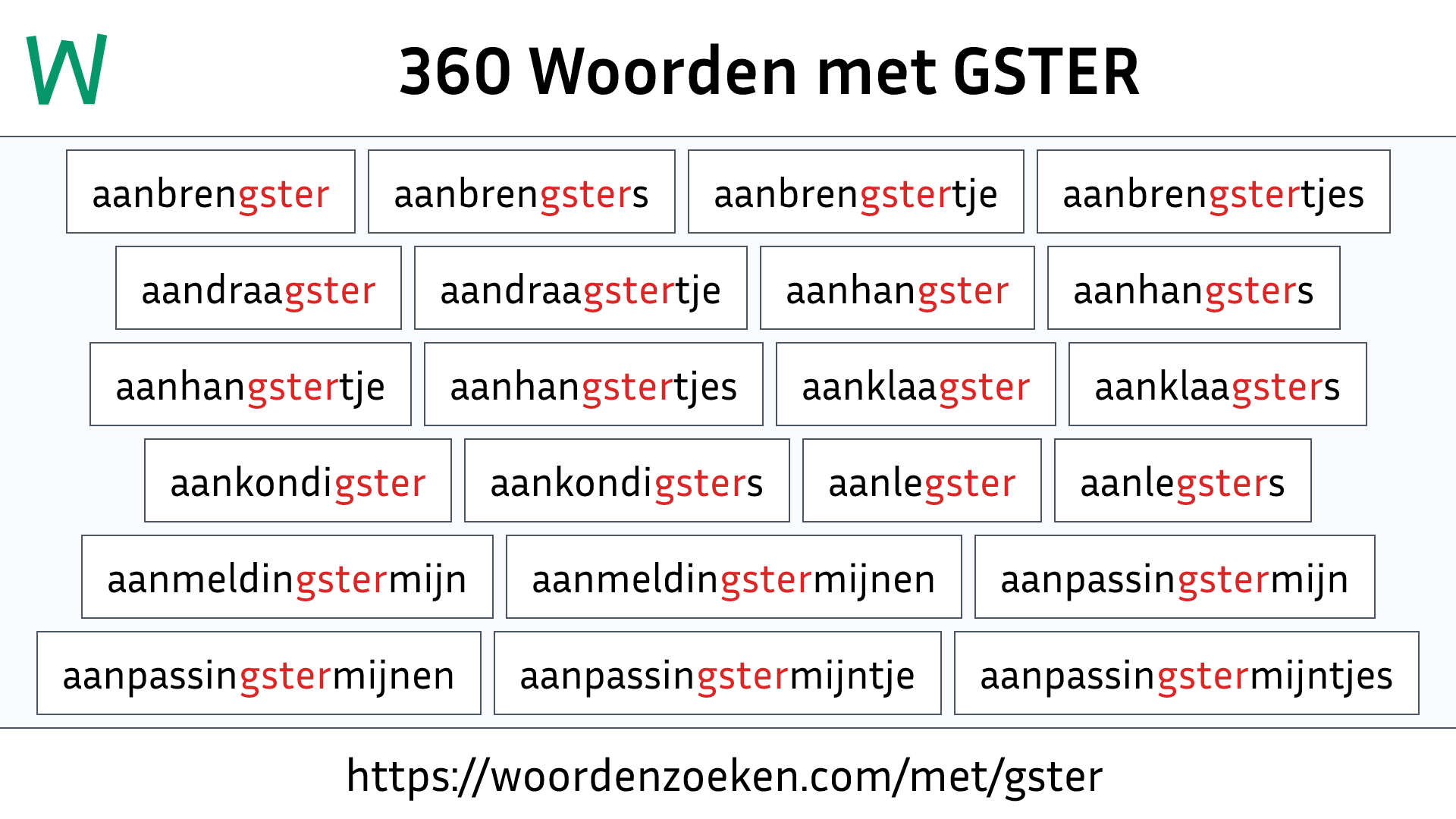 Woorden met GSTER