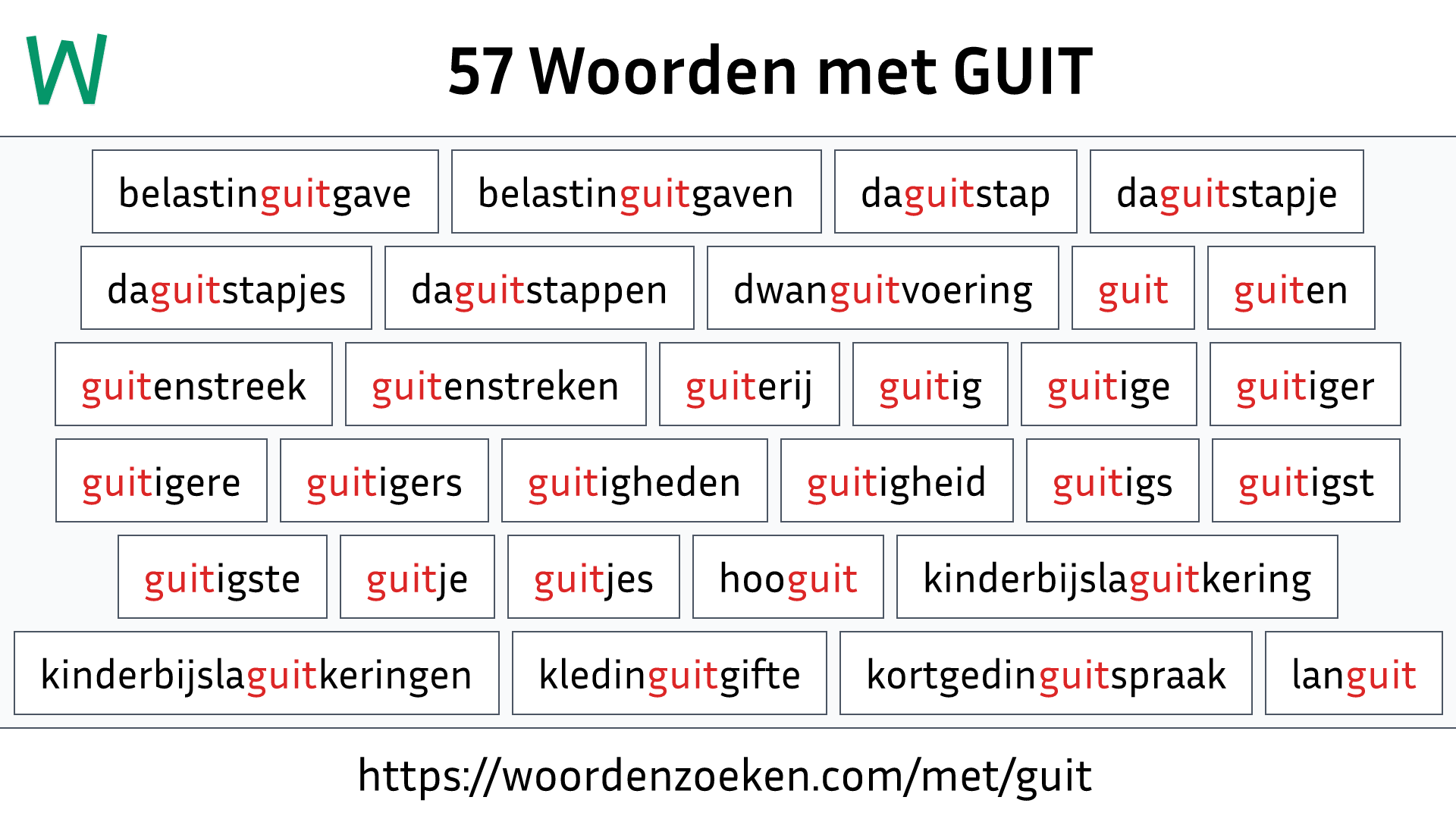 Woorden met GUIT