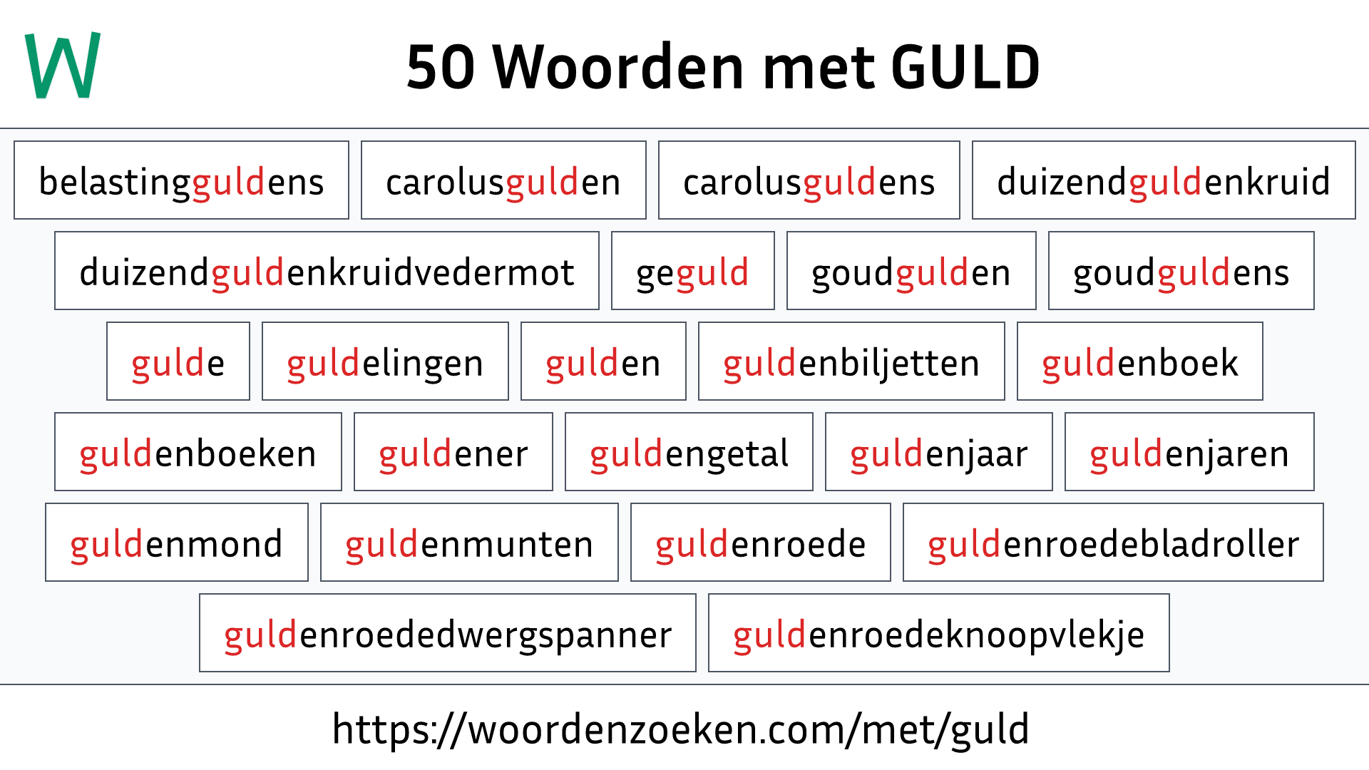 Woorden met GULD