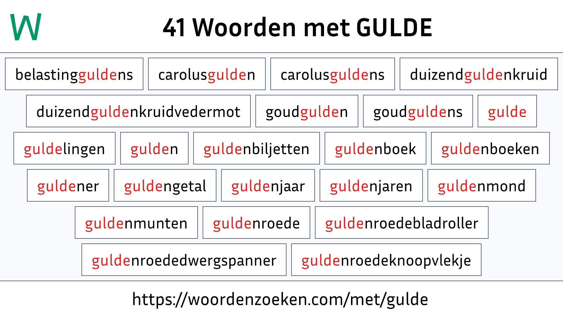 Woorden met GULDE