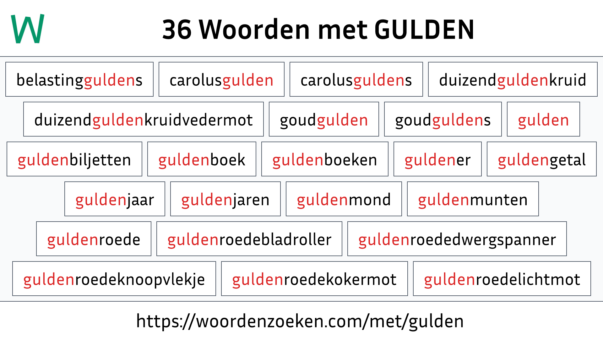 Woorden met GULDEN