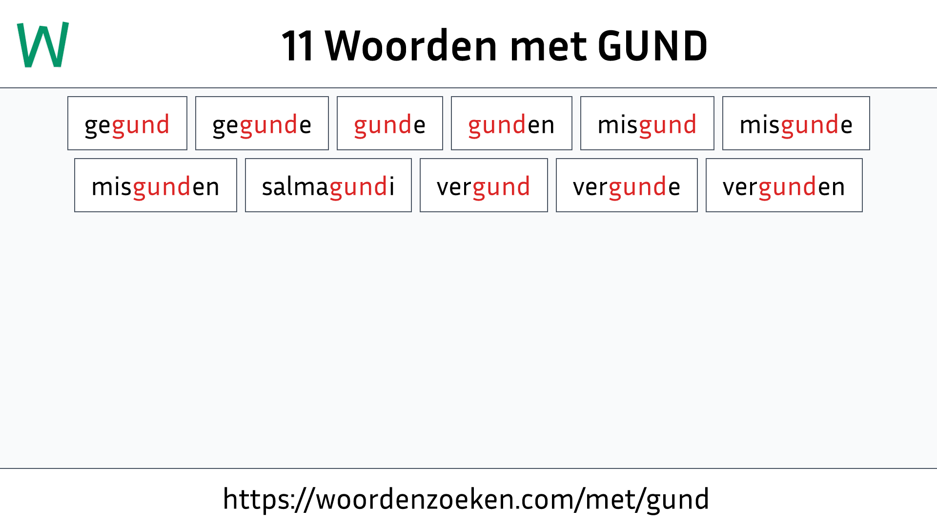 Woorden met GUND