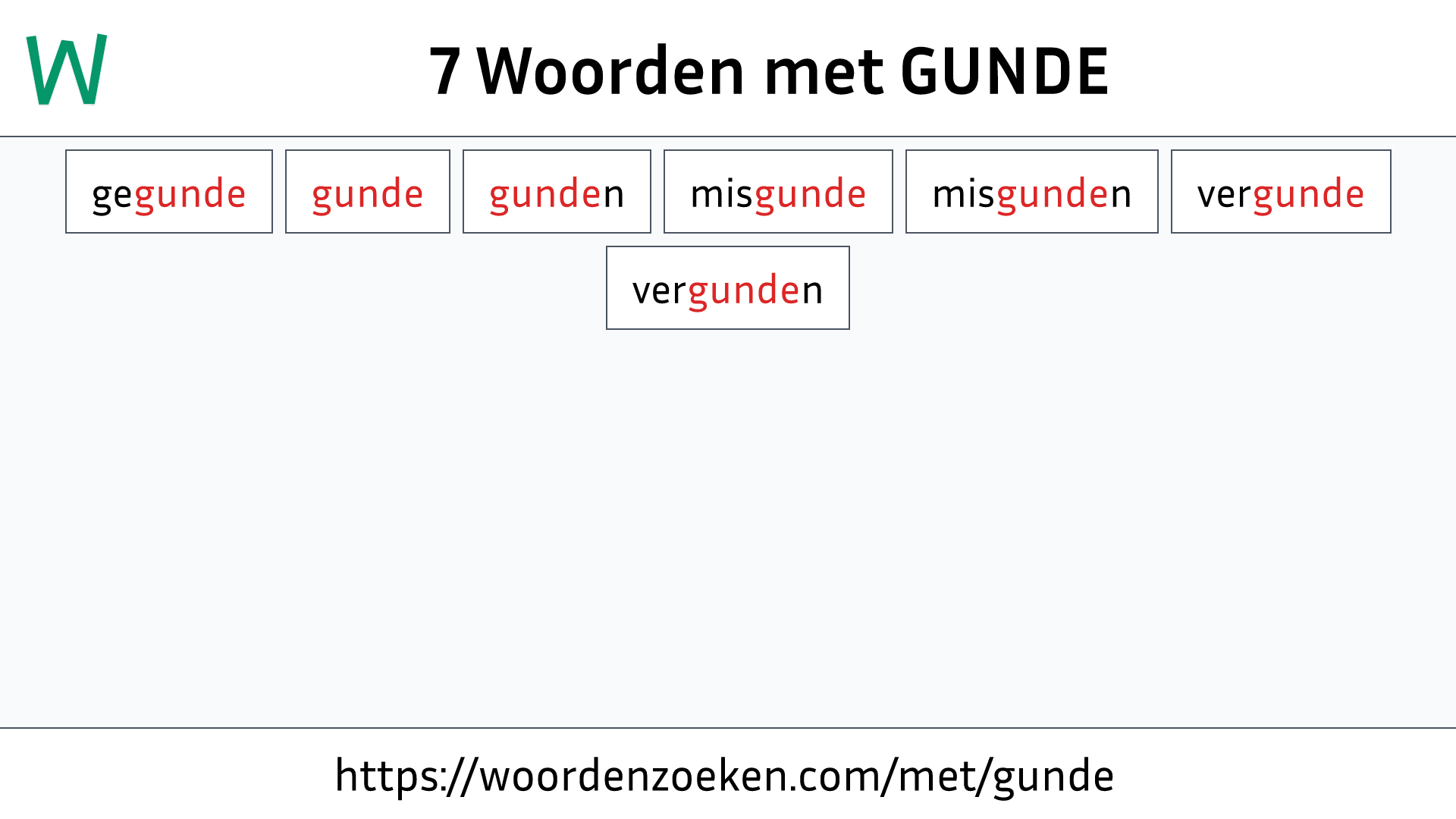 Woorden met GUNDE