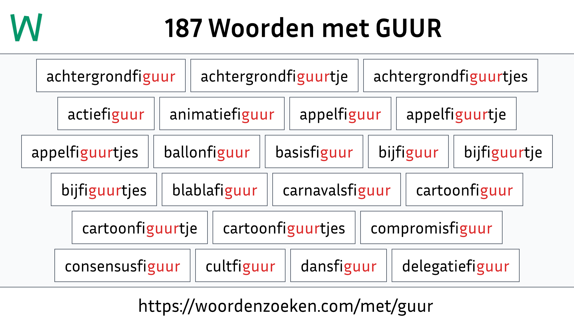 Woorden met GUUR