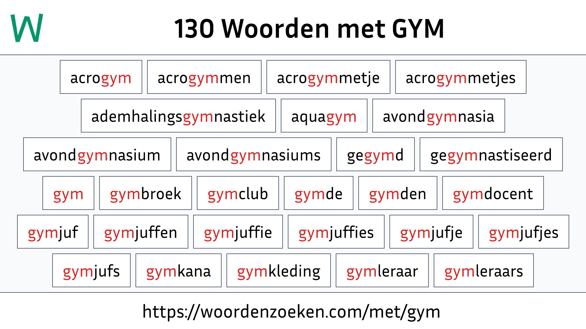 Woorden met GYM