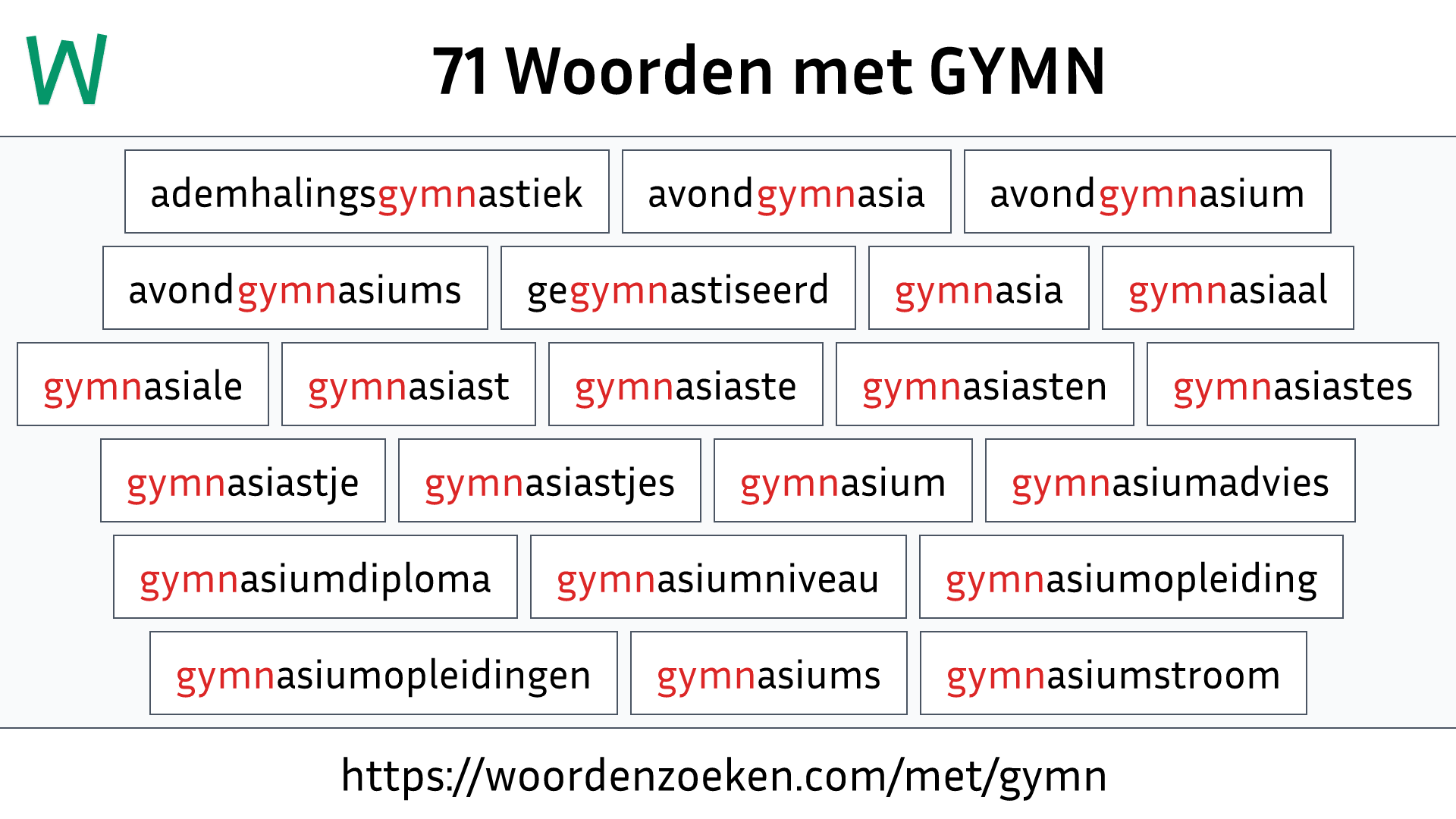 Woorden met GYMN