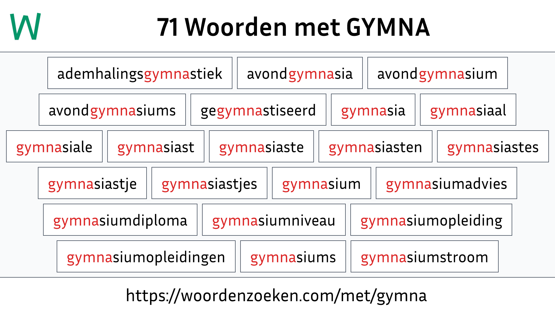 Woorden met GYMNA