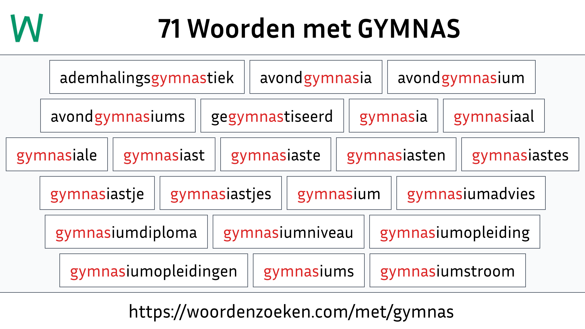 Woorden met GYMNAS