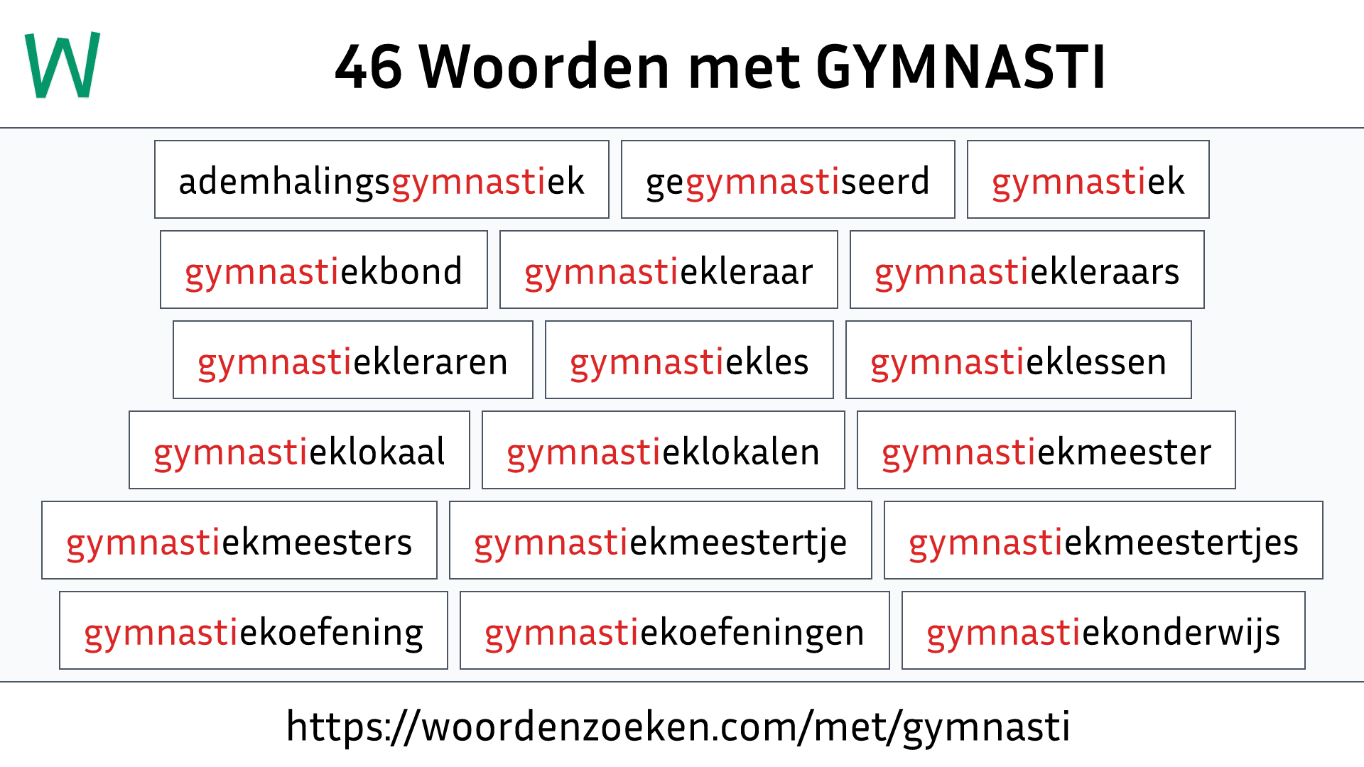 Woorden met GYMNASTI