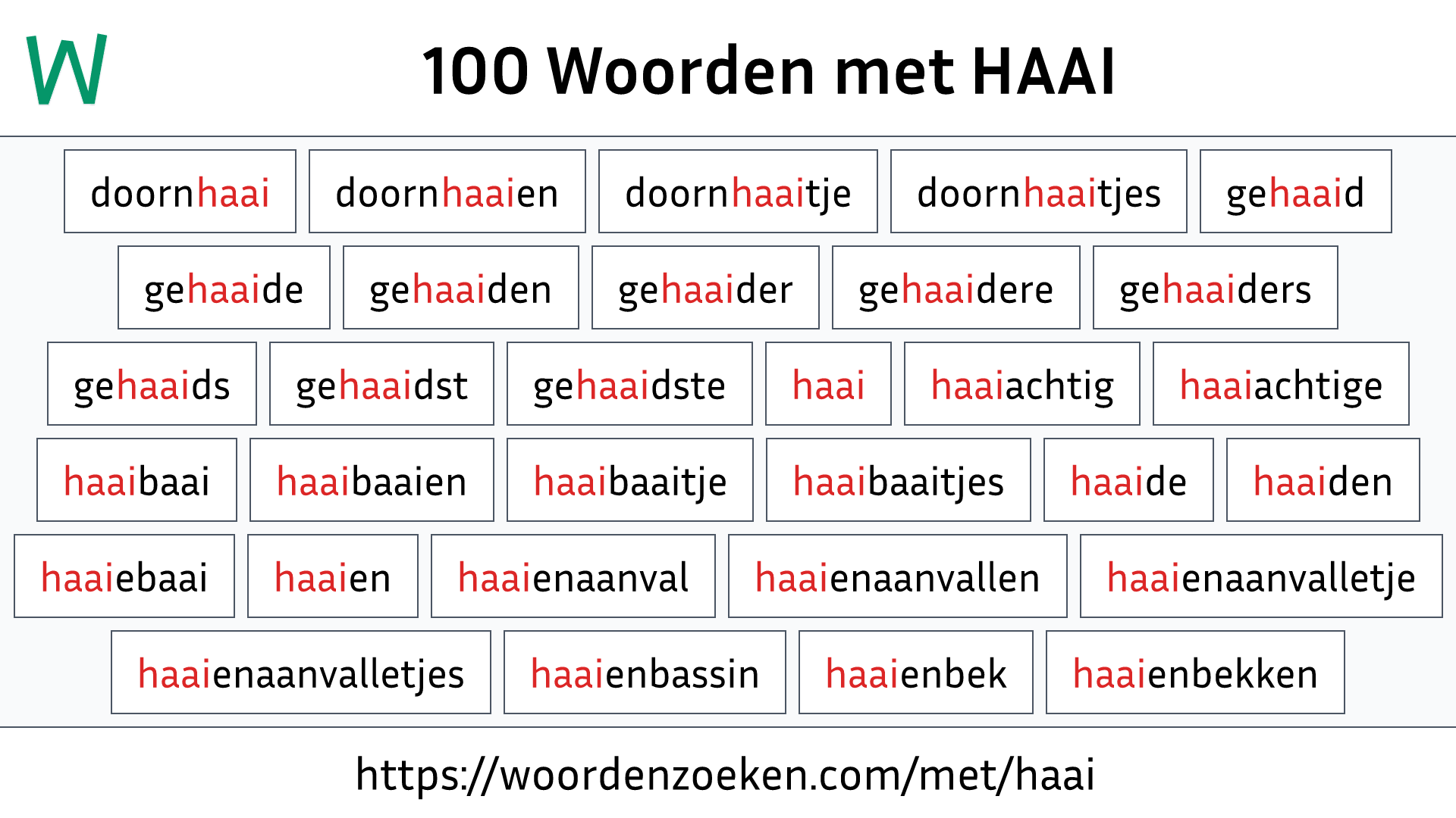 Woorden met HAAI