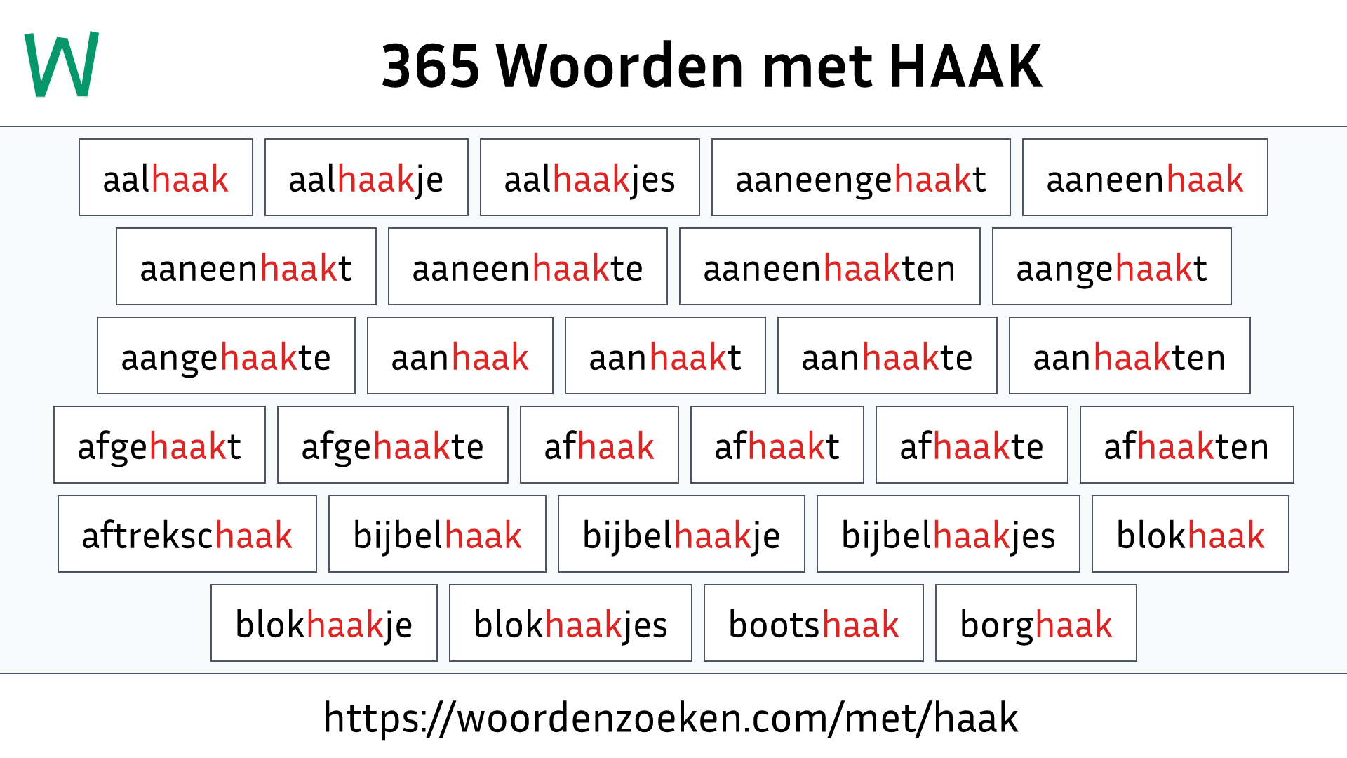 Woorden met HAAK