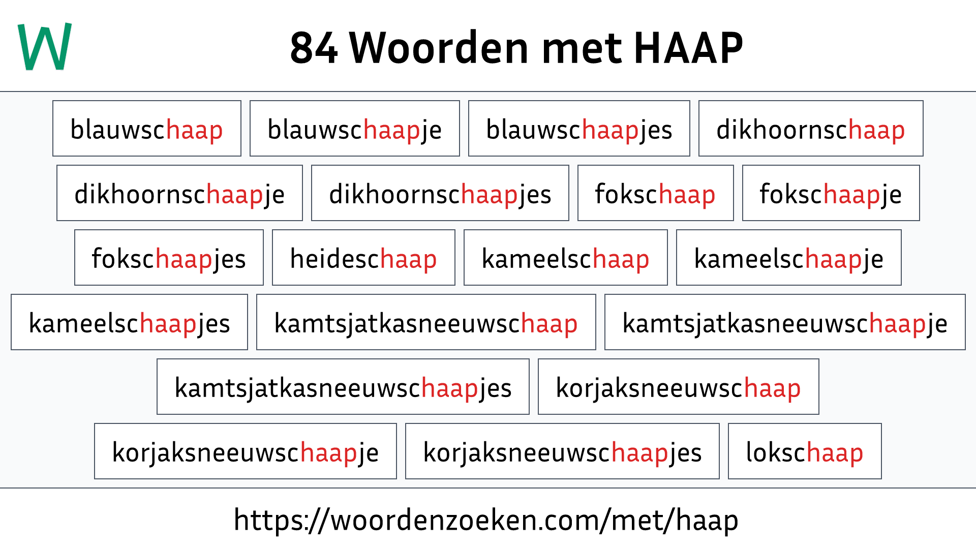 Woorden met HAAP