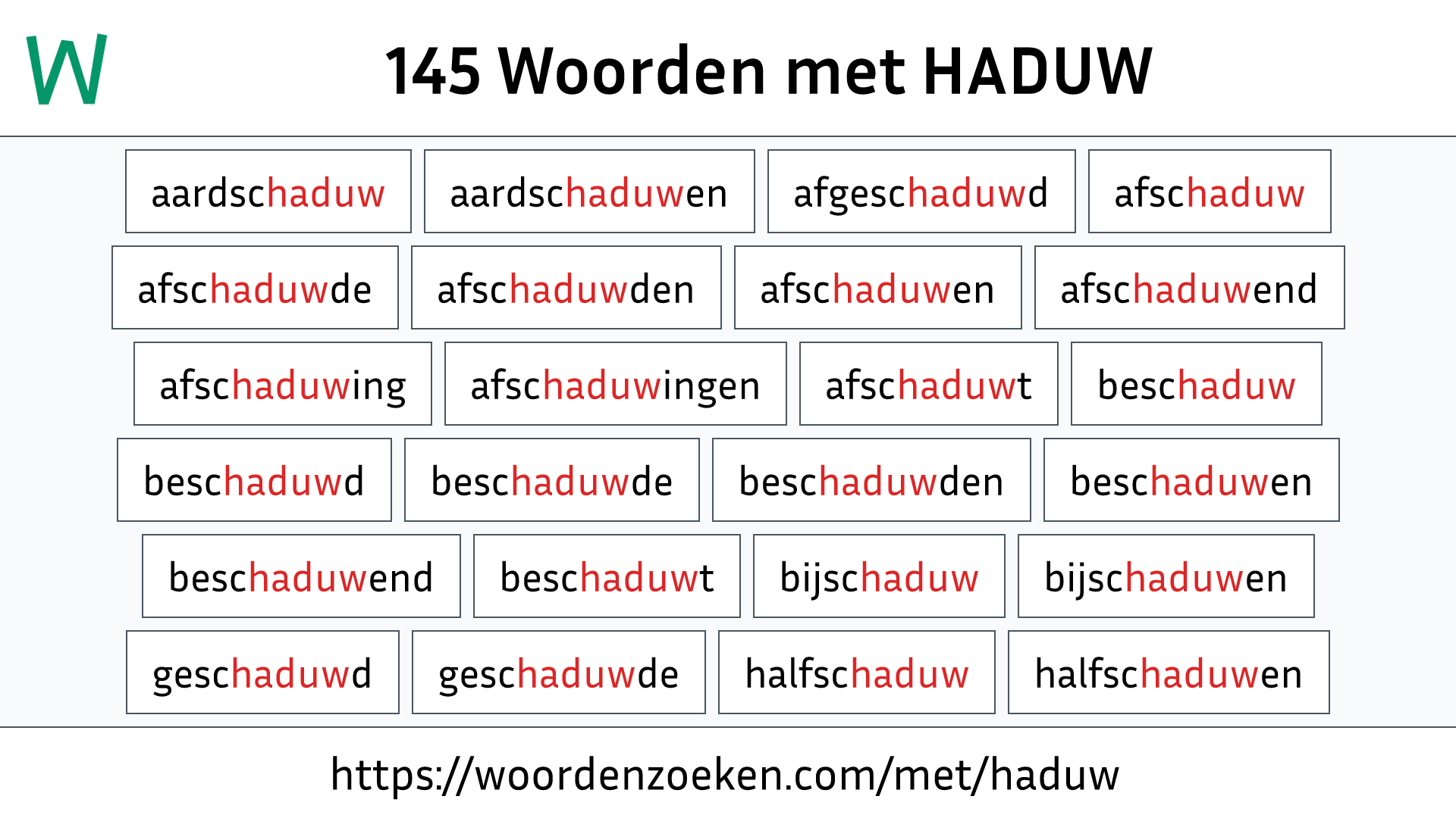 Woorden met HADUW