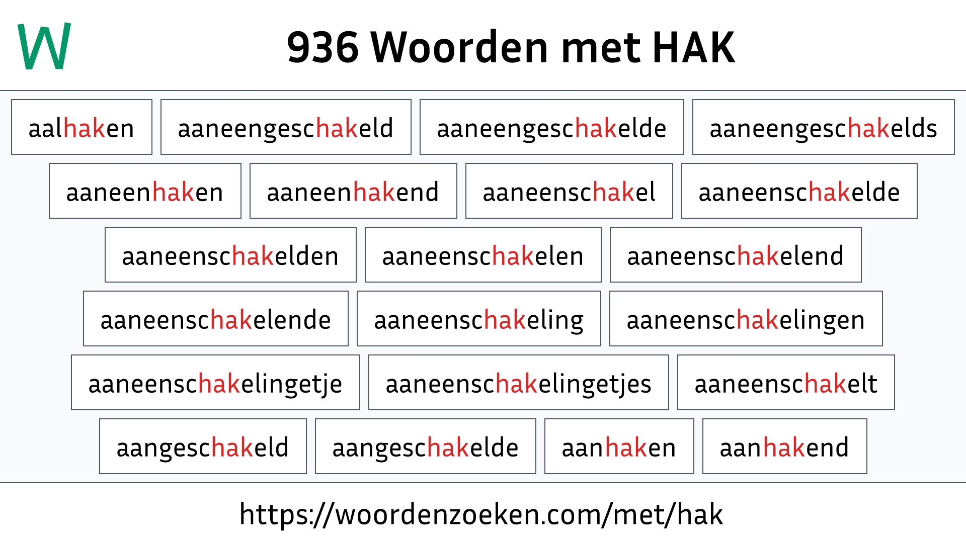 Woorden met HAK