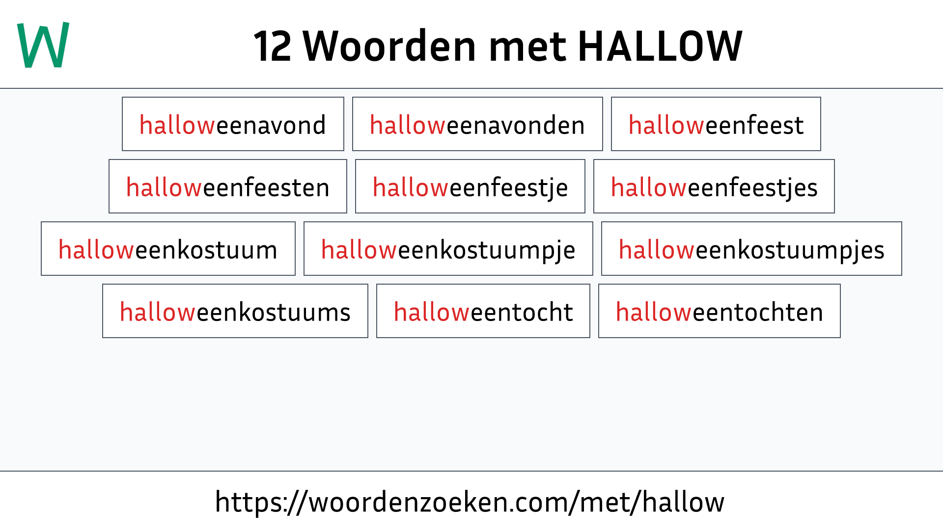 Woorden met HALLOW