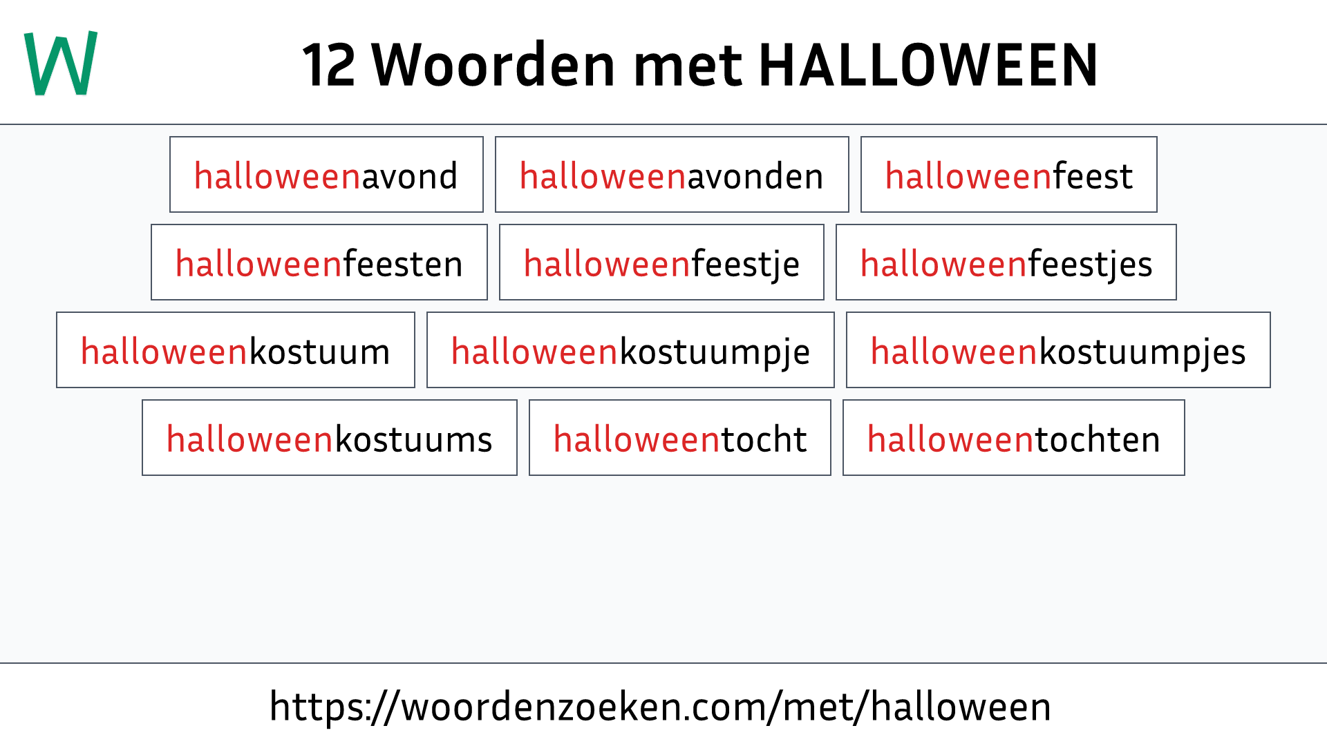 Woorden met HALLOWEEN