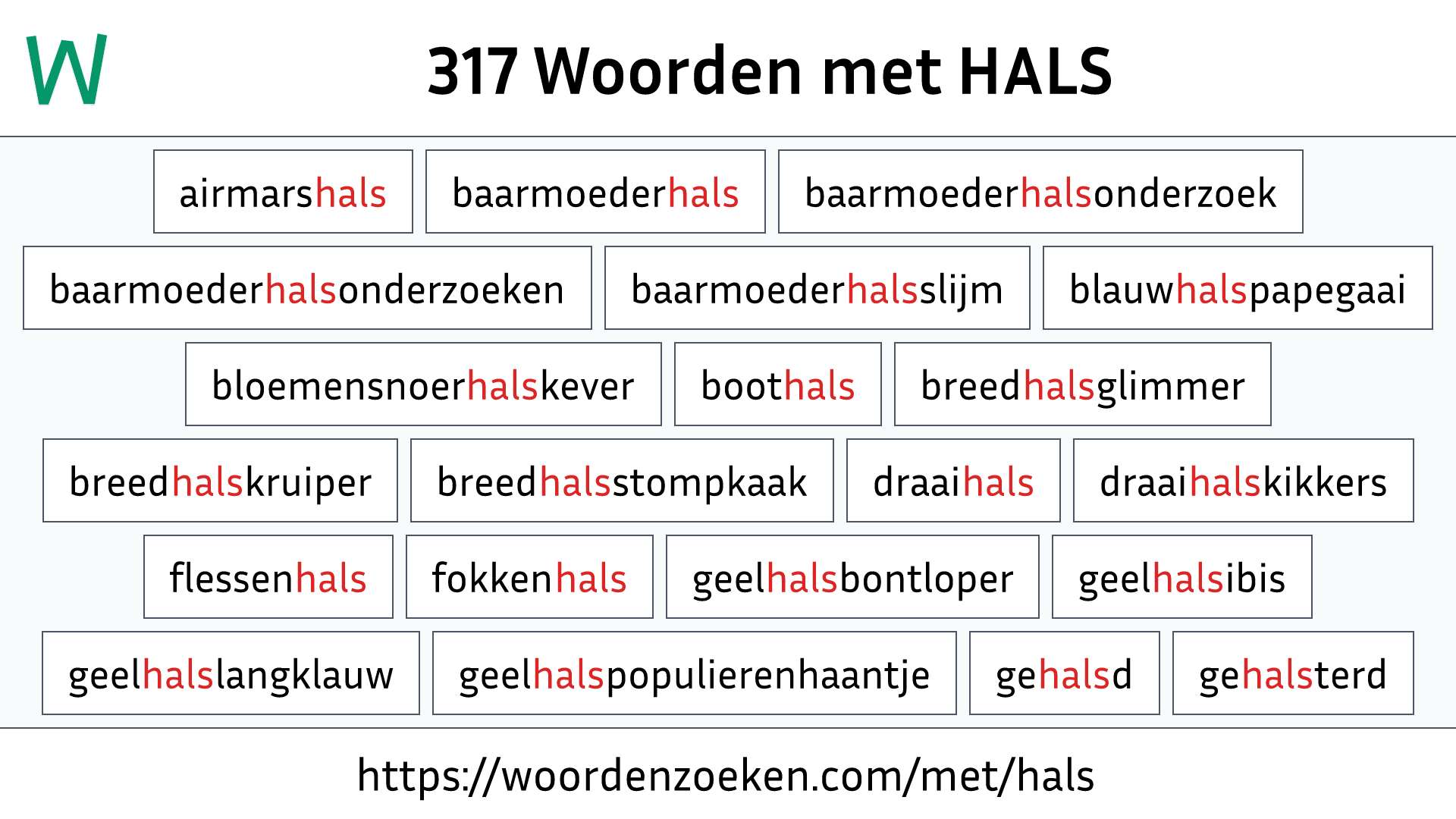 Woorden met HALS
