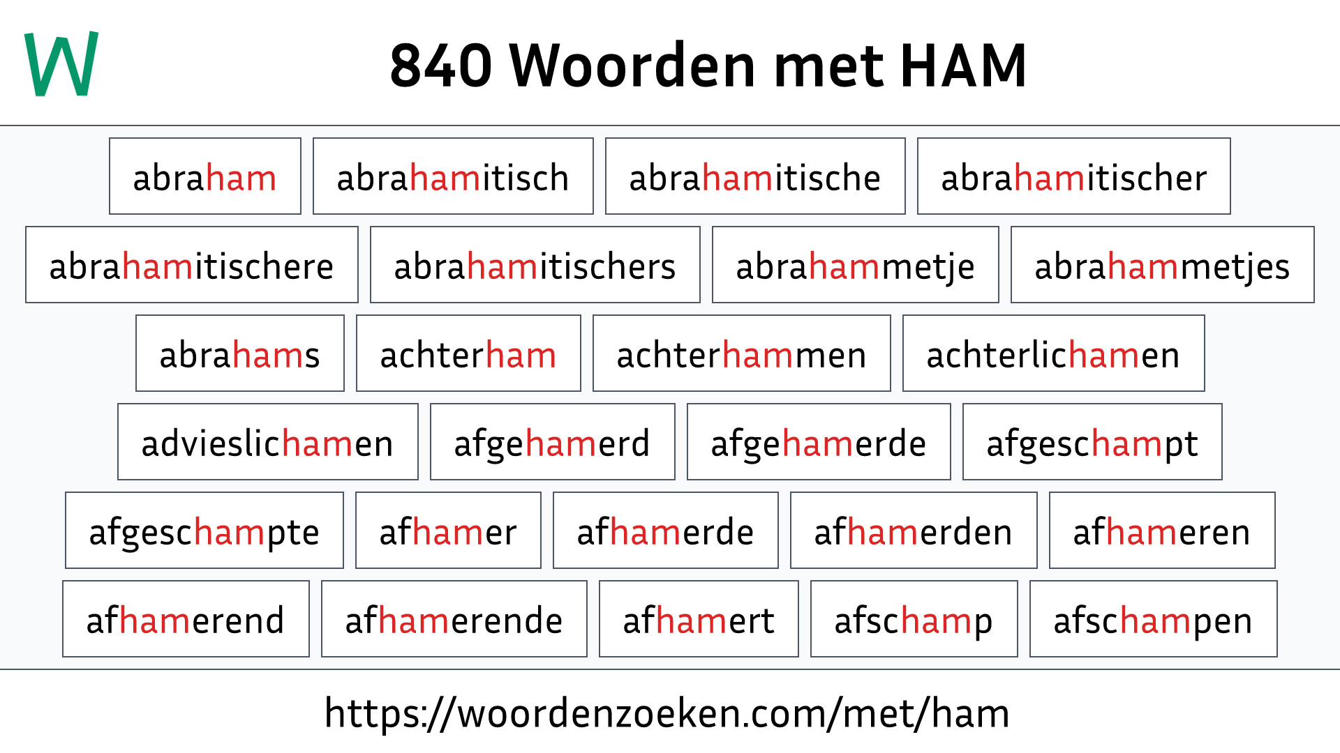 Woorden met HAM